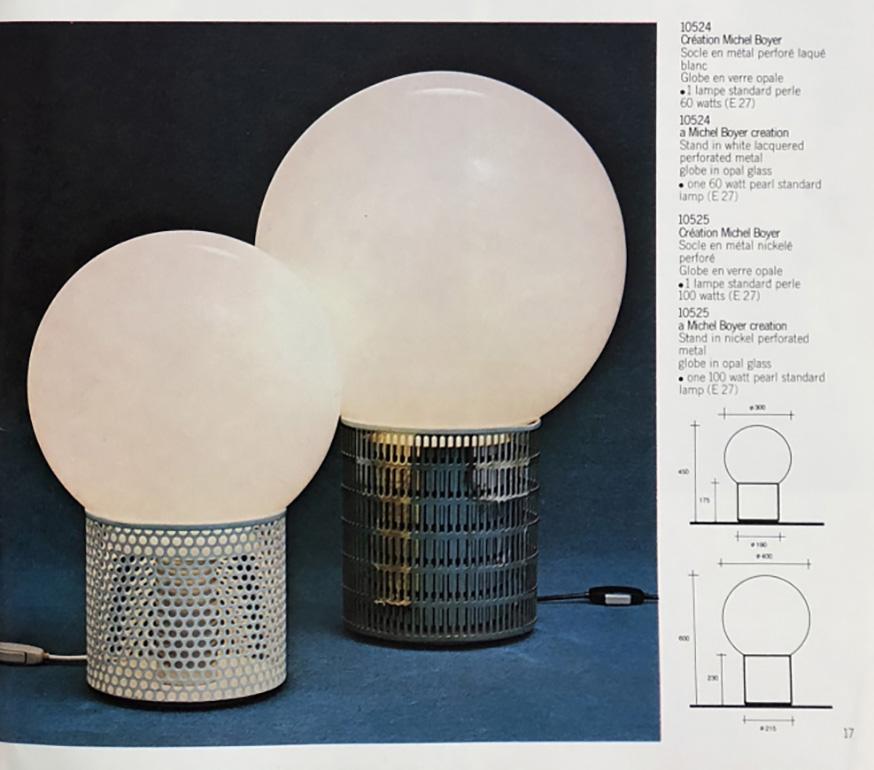 Chrome-Plated Steel and Opaline Glass Lamp Model 10524 by Michel Boyer, 1972 In Excellent Condition For Sale In PARIS, FR