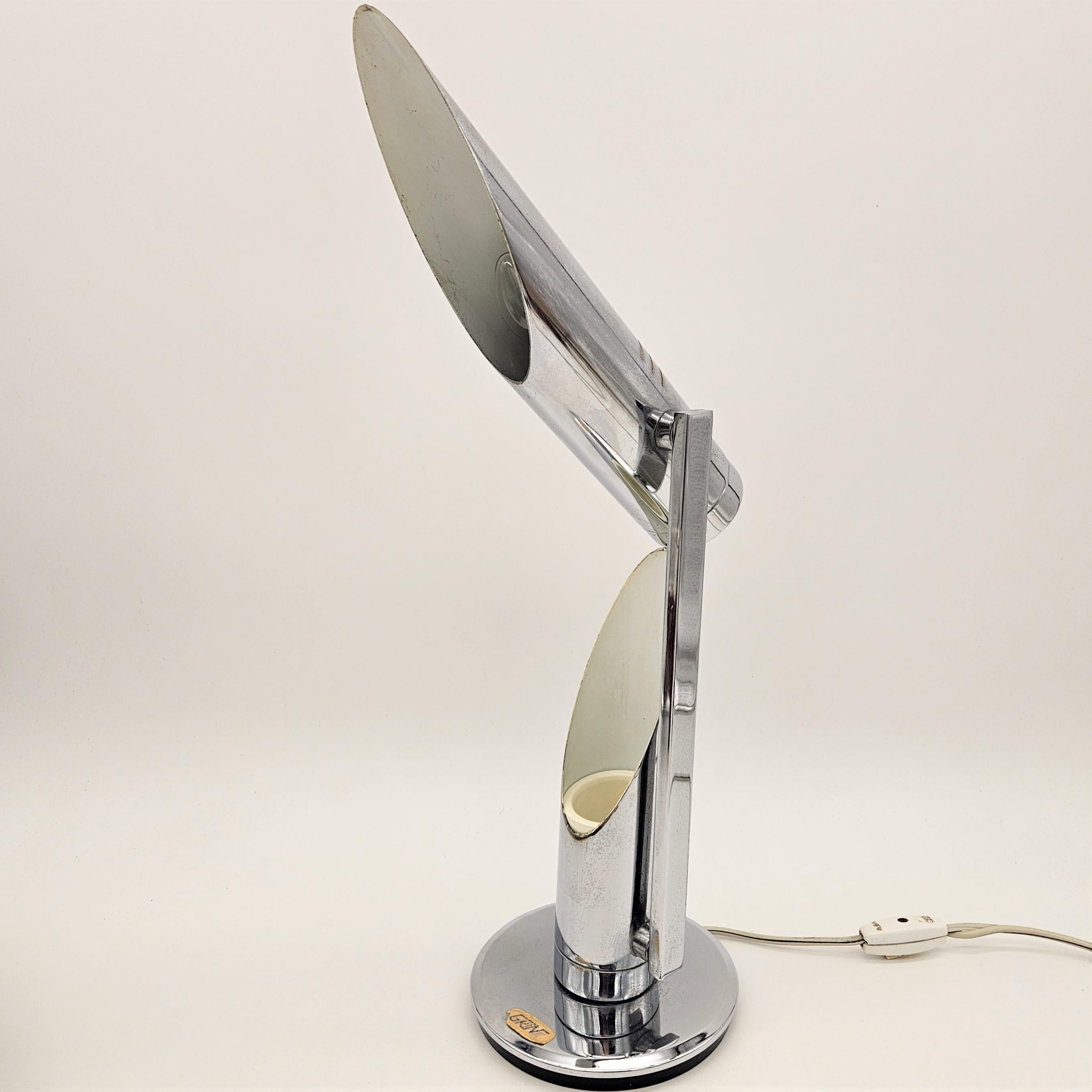 Mid-Century Modern Chrome-Plated Tharsis Table Lamp Fase by Luis Perez De Olivia. 1973 For Sale