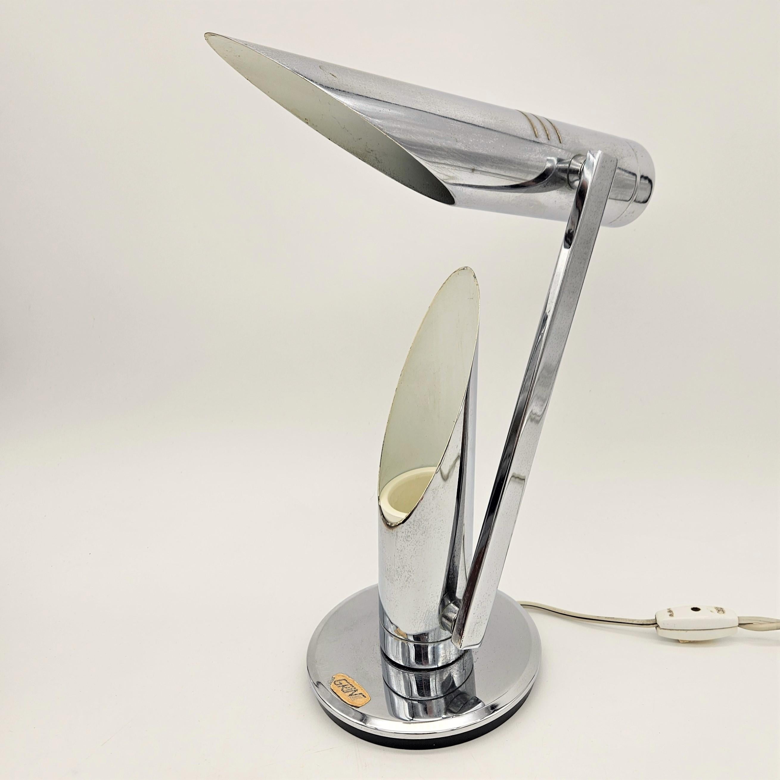 Spanish Chrome-Plated Tharsis Table Lamp Fase by Luis Perez De Olivia. 1973 For Sale