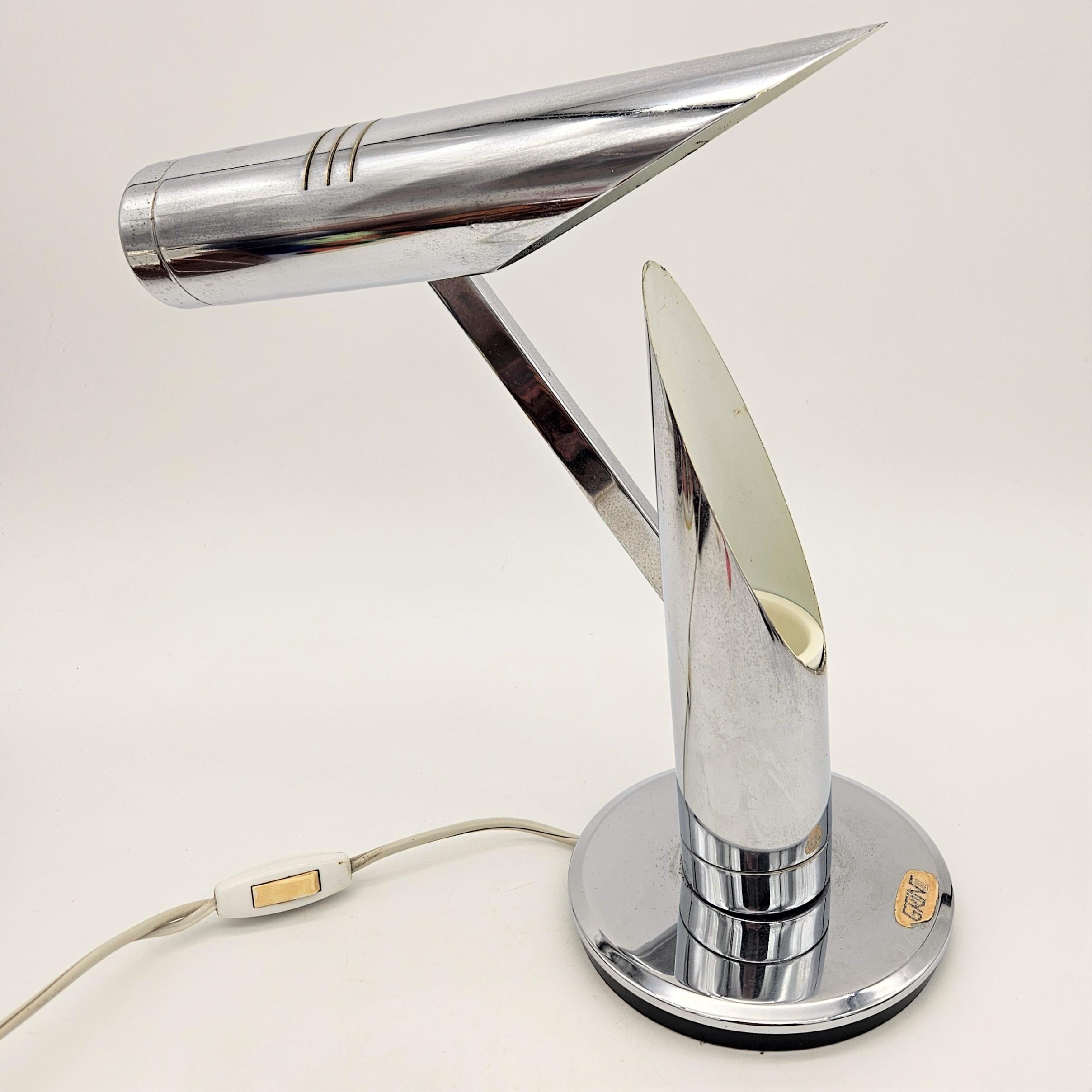 Late 20th Century Chrome-Plated Tharsis Table Lamp Fase by Luis Perez De Olivia. 1973 For Sale