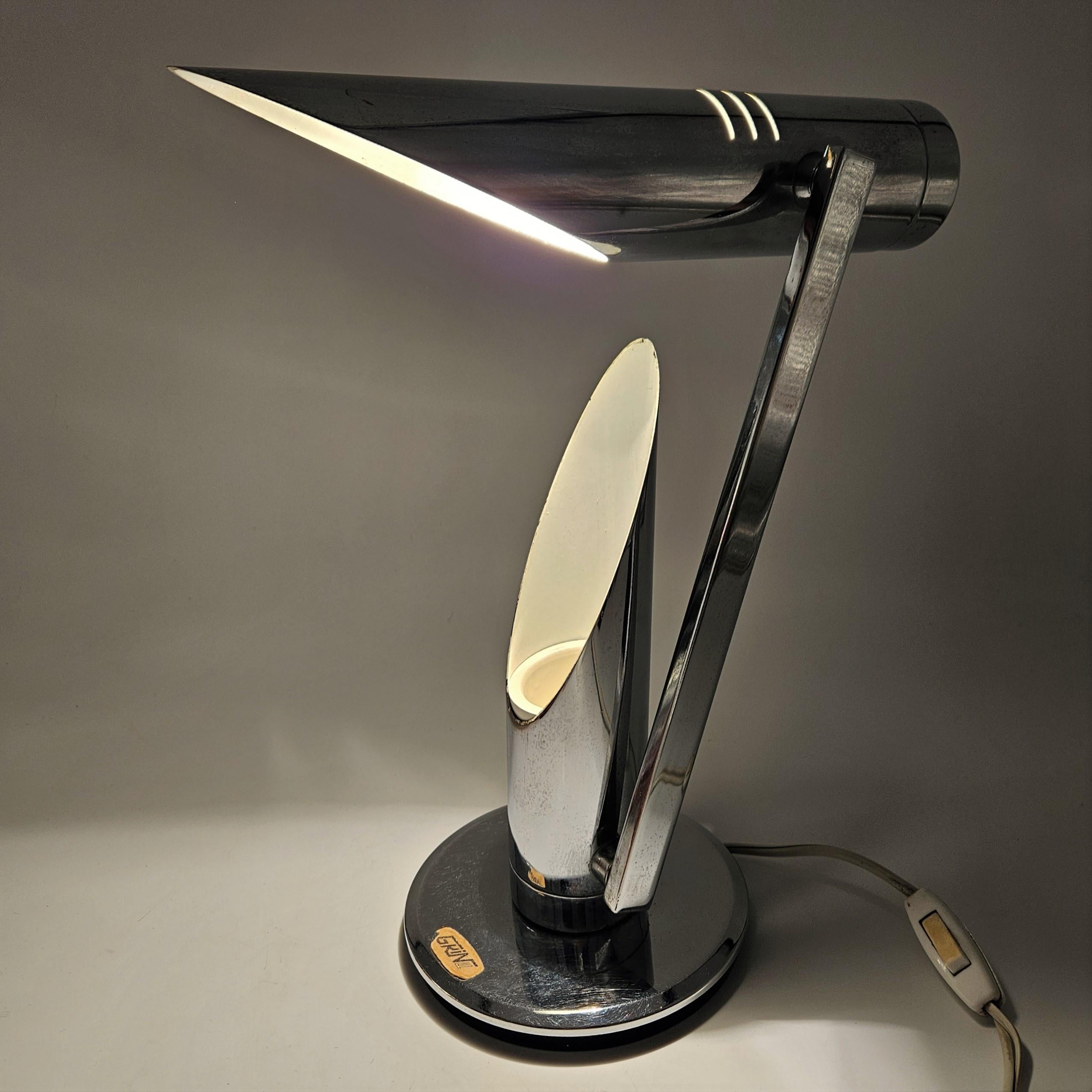 Chrome-Plated Tharsis Table Lamp Fase by Luis Perez De Olivia. 1973 For Sale 3