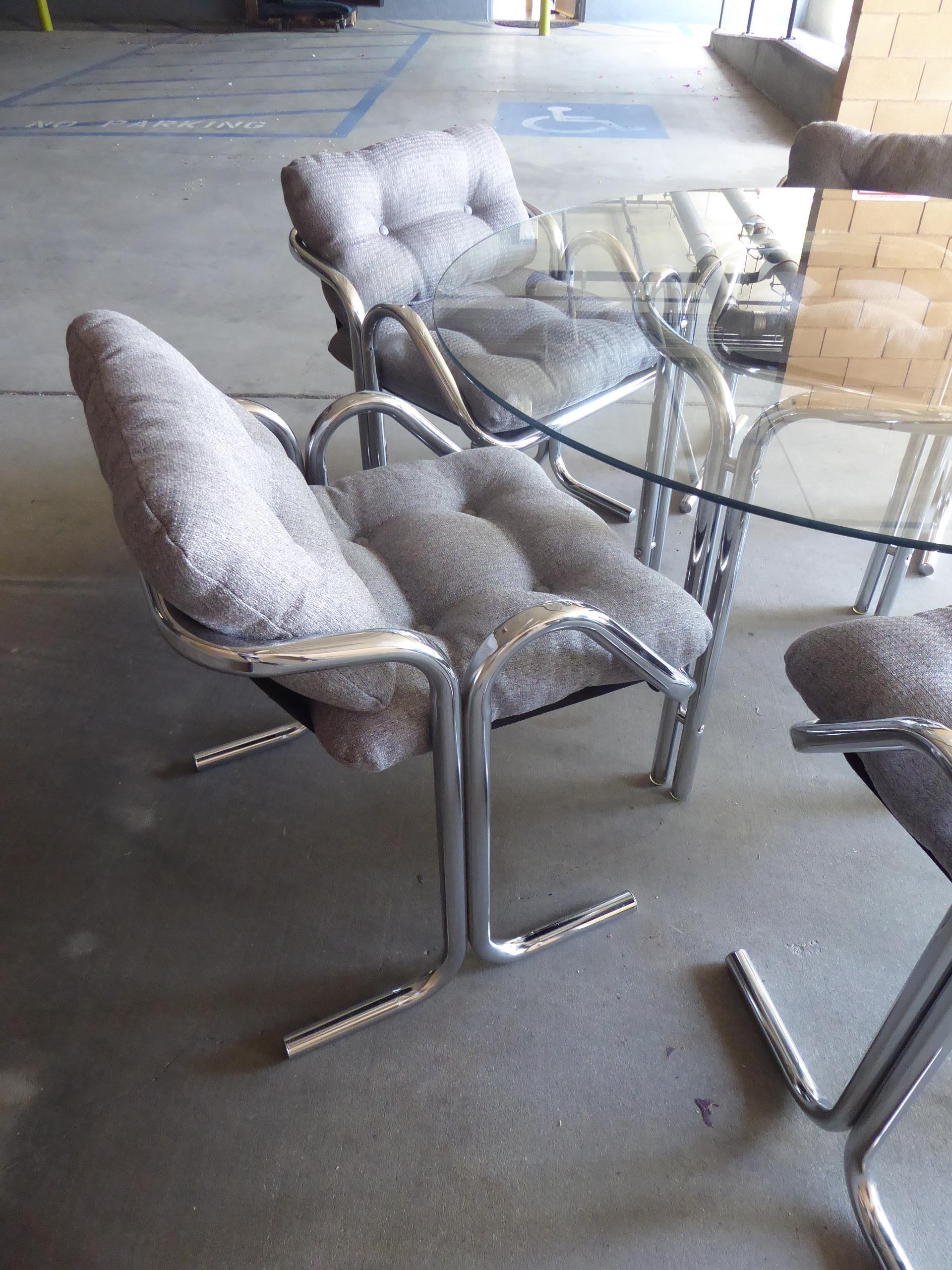 Chrome-Plated Tubular Steel Dining Set Designed by Jerry Johnson, circa 1970s For Sale 3