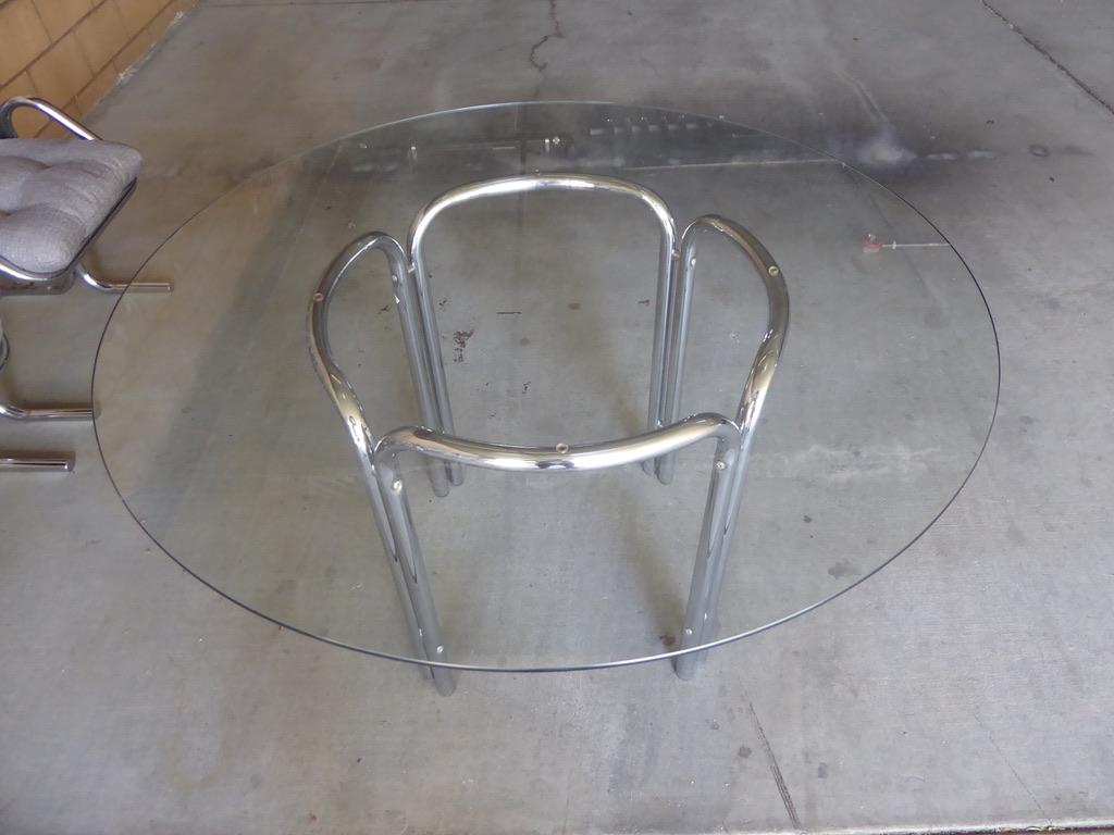 Chrome-Plated Tubular Steel Dining Set Designed by Jerry Johnson, circa 1970s For Sale 6