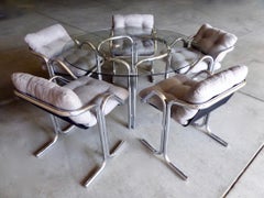 Chrome-Plated Tubular Steel Dining Set Designed by Jerry Johnson, circa 1970s