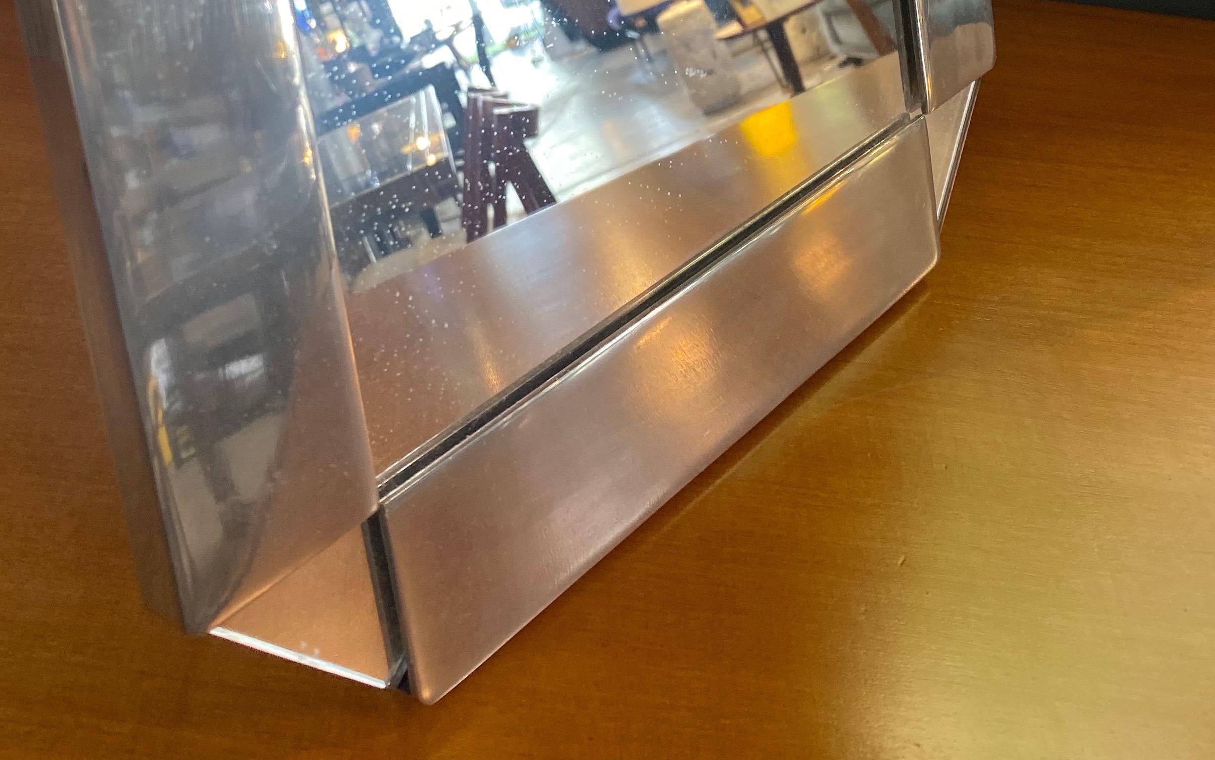 Chrome-Plated Vanity Square Table Mirror, circa 1970s In Good Condition For Sale In Los Angeles, CA