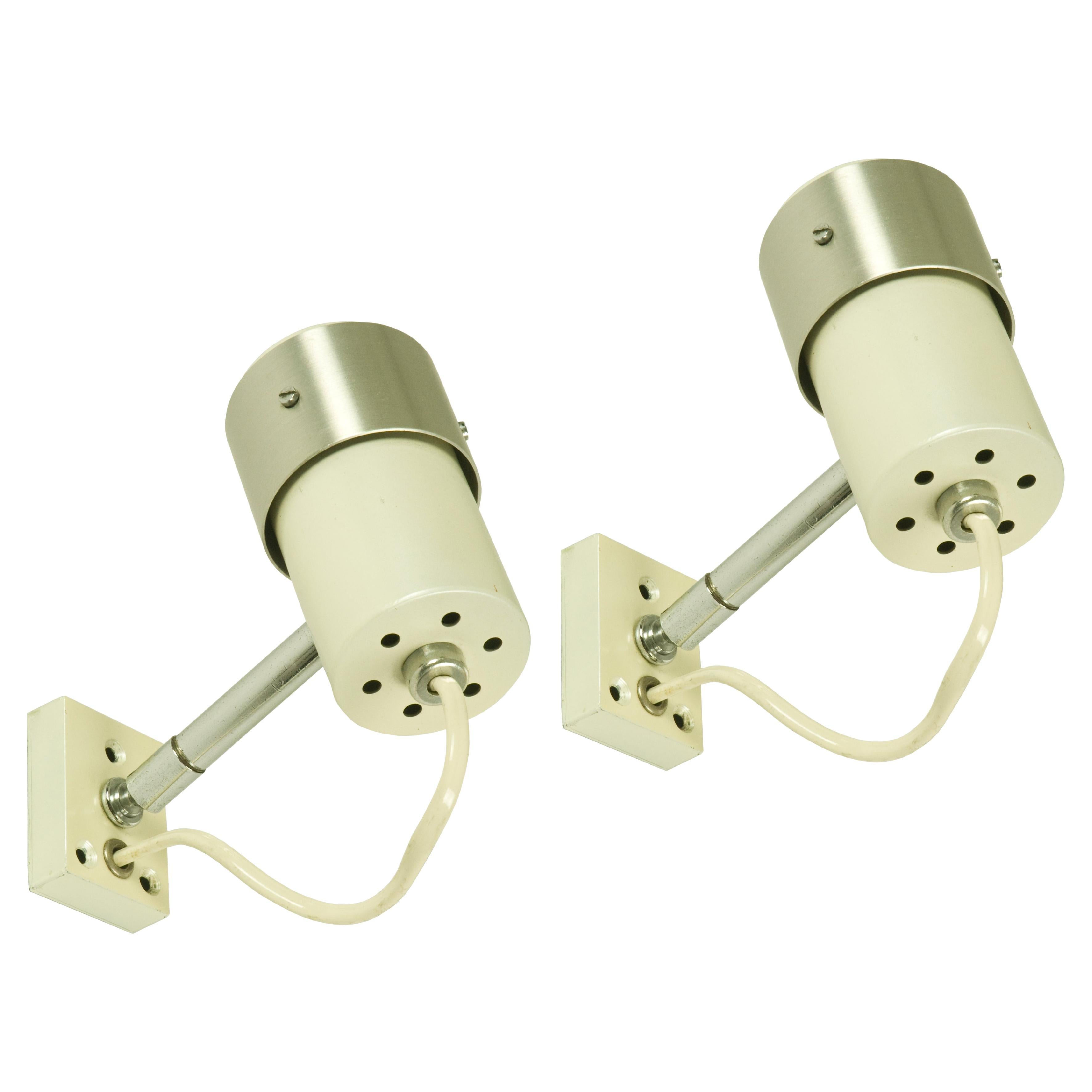 Chrome Plated & White Painted Metal 1960s B549 Wall Lights by Candle, Set of 2 For Sale