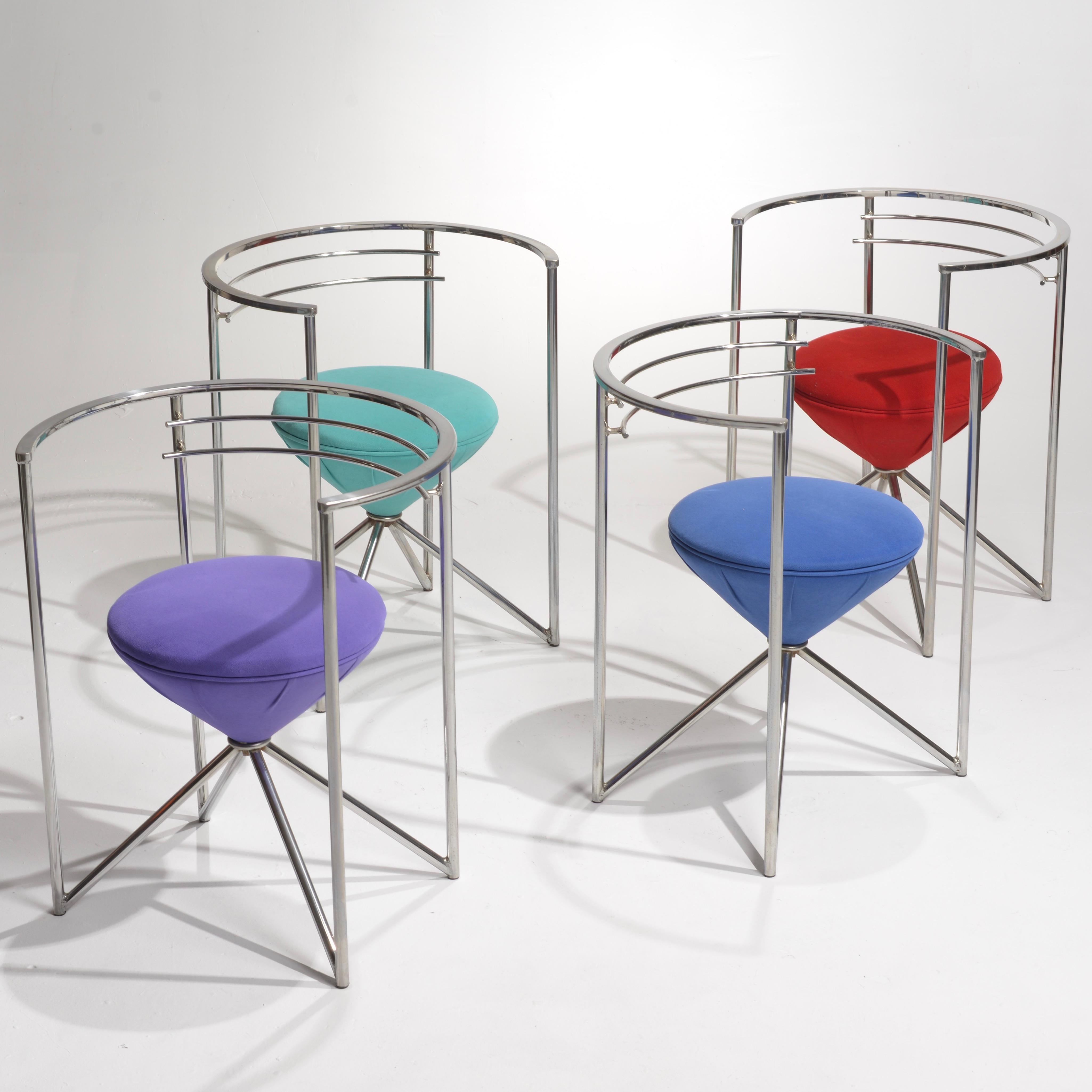 Post-Modern Chrome Postmodern Sculptural Chairs For Sale