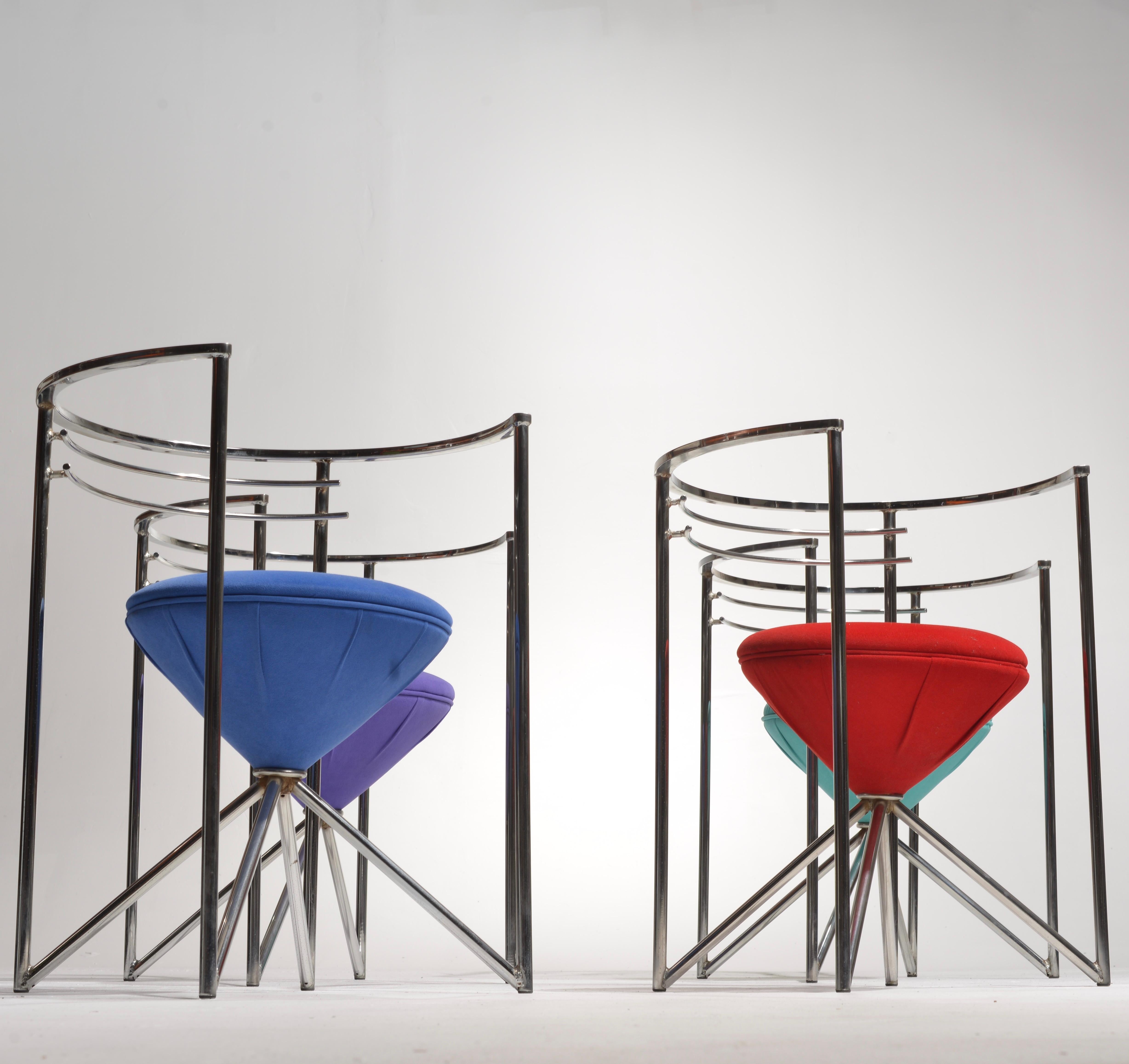 Chrome Postmodern Sculptural Chairs In Good Condition For Sale In Los Angeles, CA