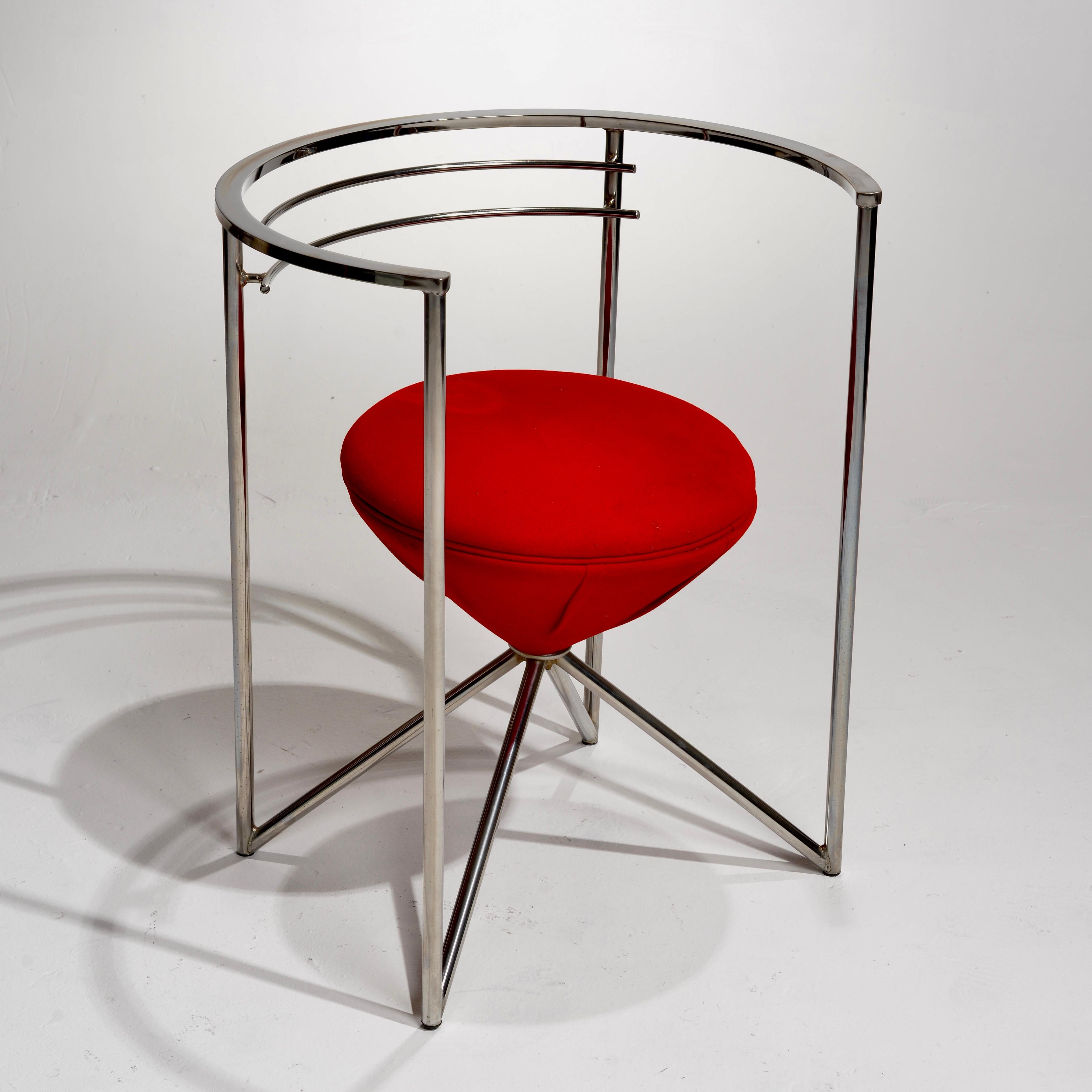 Fabric Chrome Postmodern Sculptural Chairs For Sale