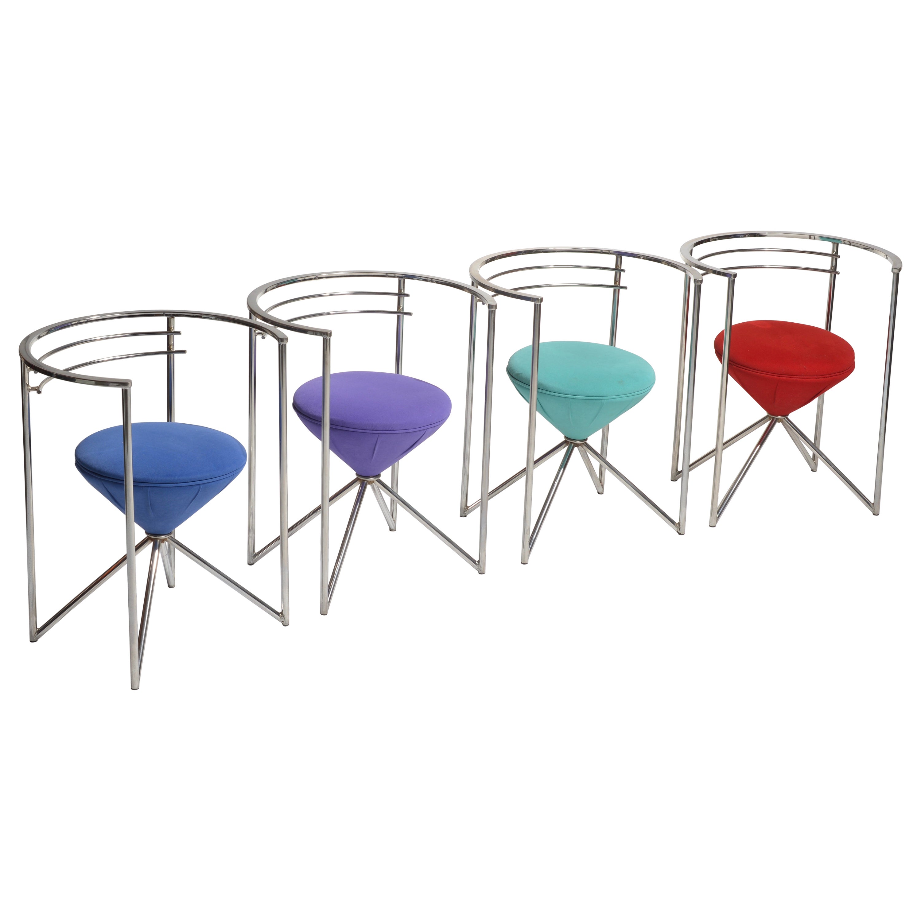 Postmoderne skulpturale Stühle aus Chrom