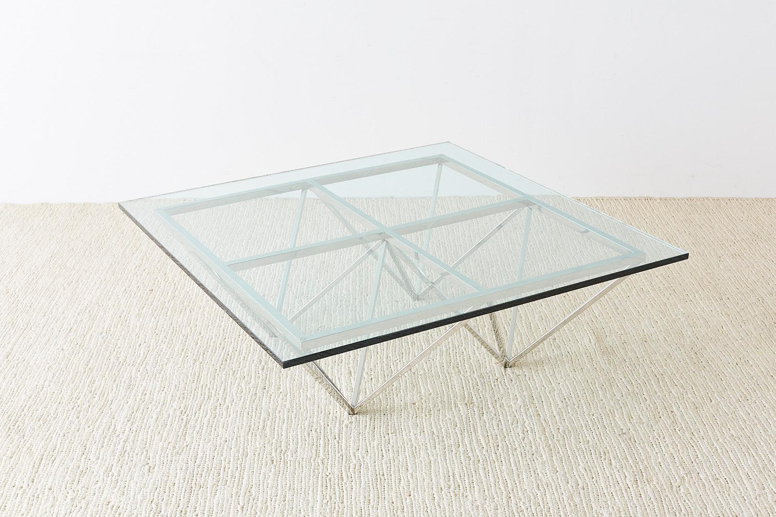 Chrome Pyramid Cocktail Table After Paolo Piva 2