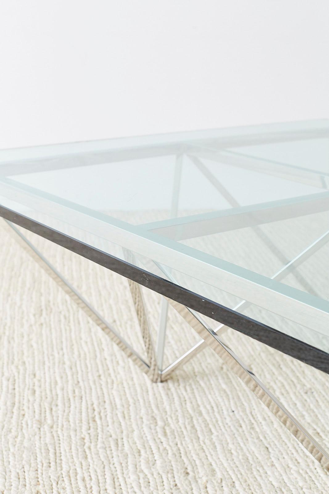 Polished Chrome Pyramid Cocktail Table After Paolo Piva