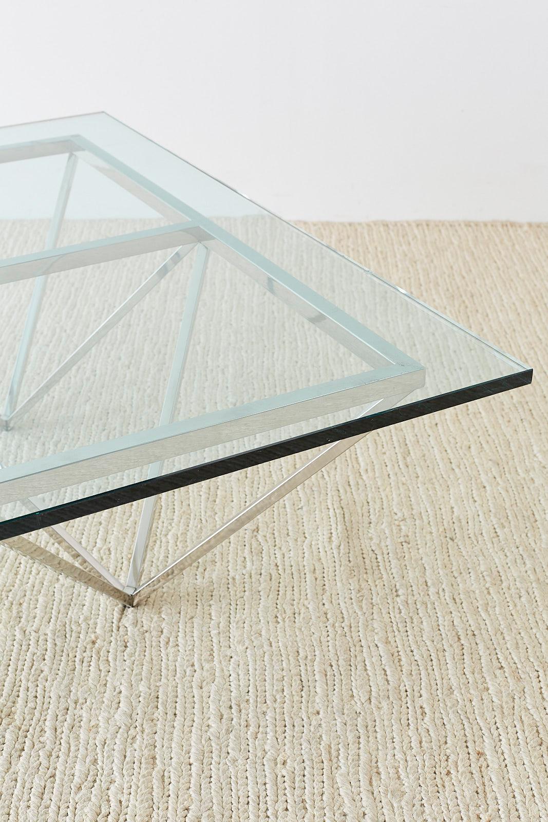 20th Century Chrome Pyramid Cocktail Table After Paolo Piva