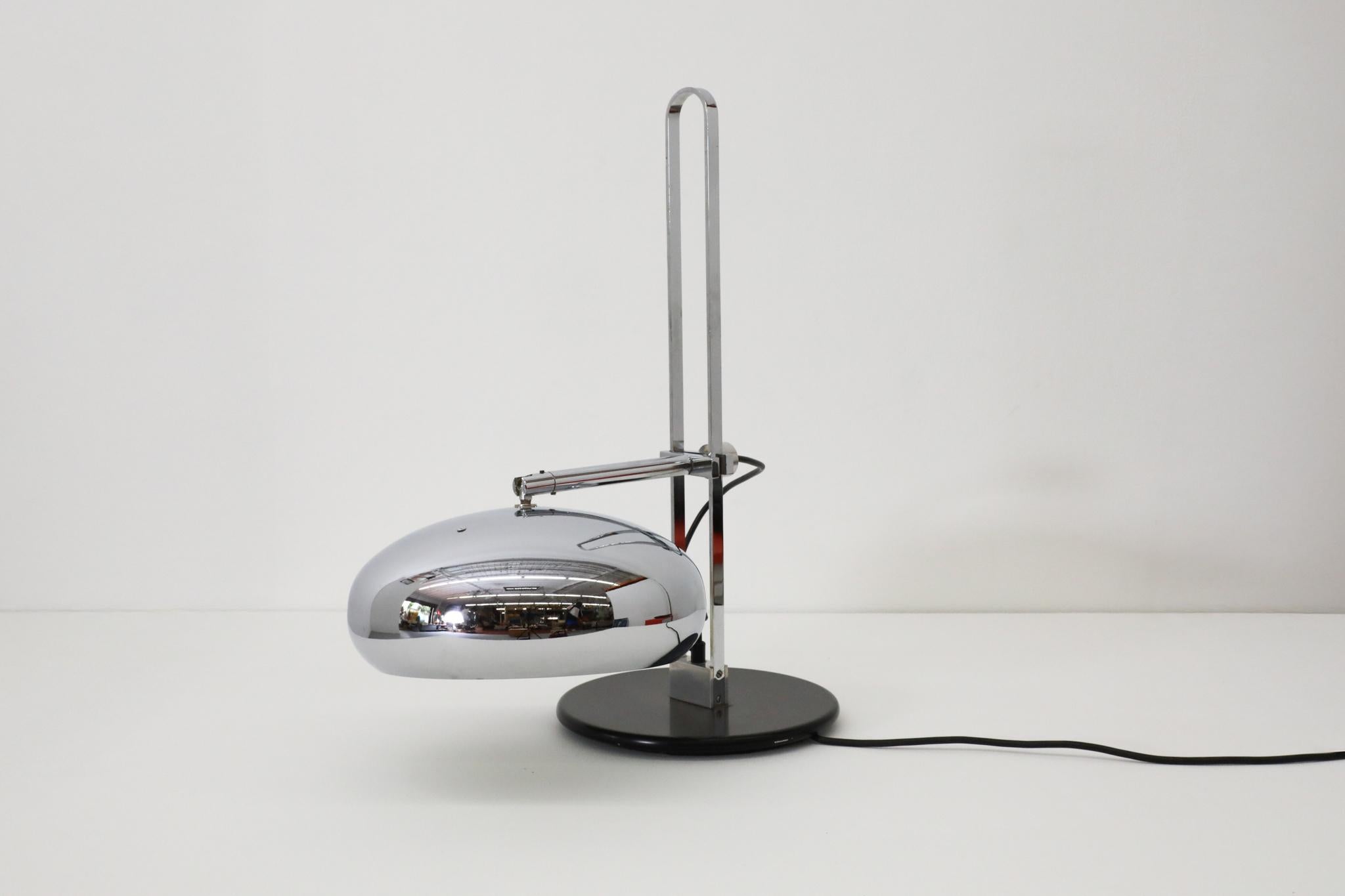Chrome Reggiani Style Table Lamp with Domed Shade by Van Doorn Verlichting For Sale 2