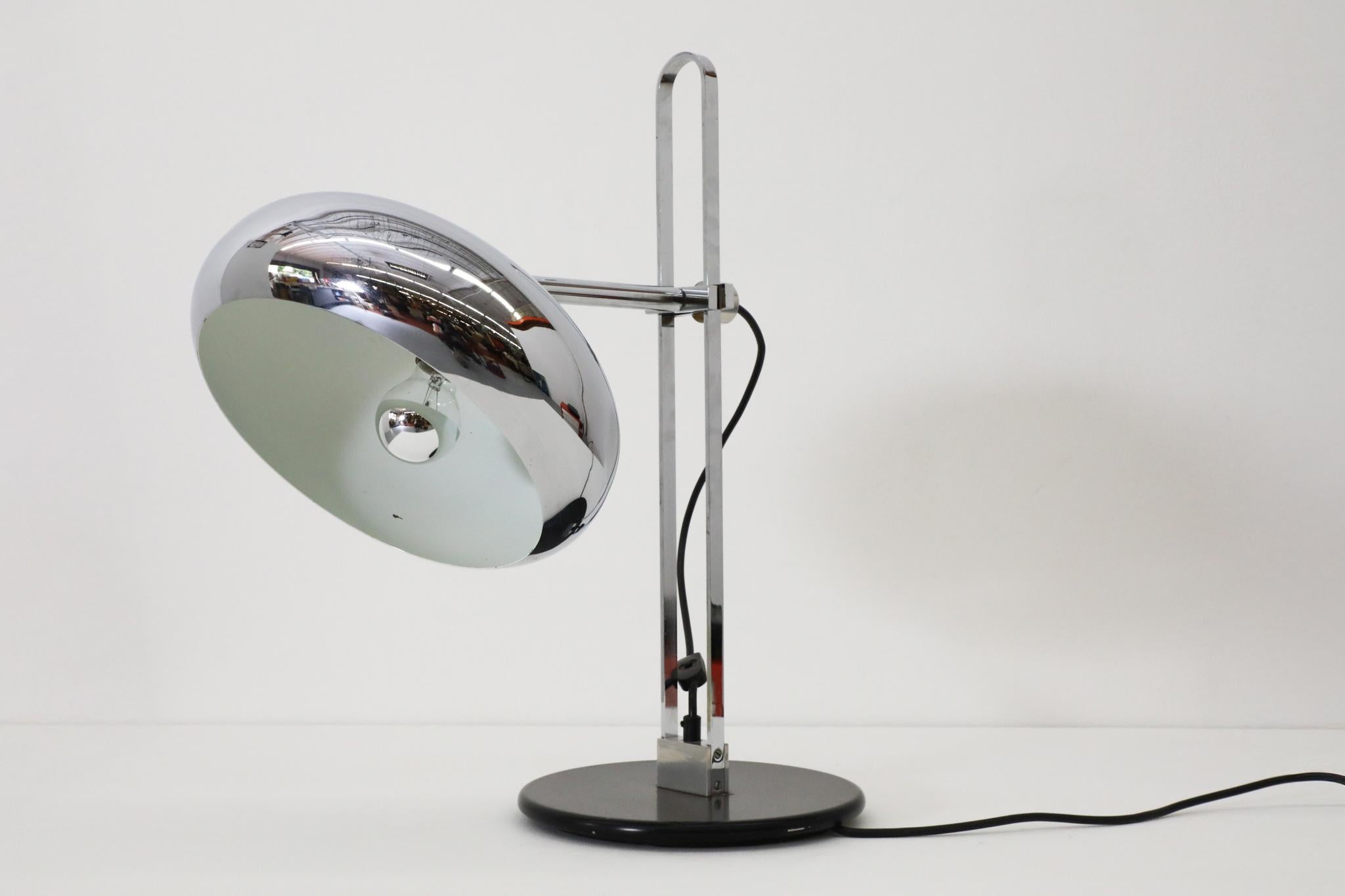 Chrome Reggiani Style Table Lamp with Domed Shade by Van Doorn Verlichting For Sale 5