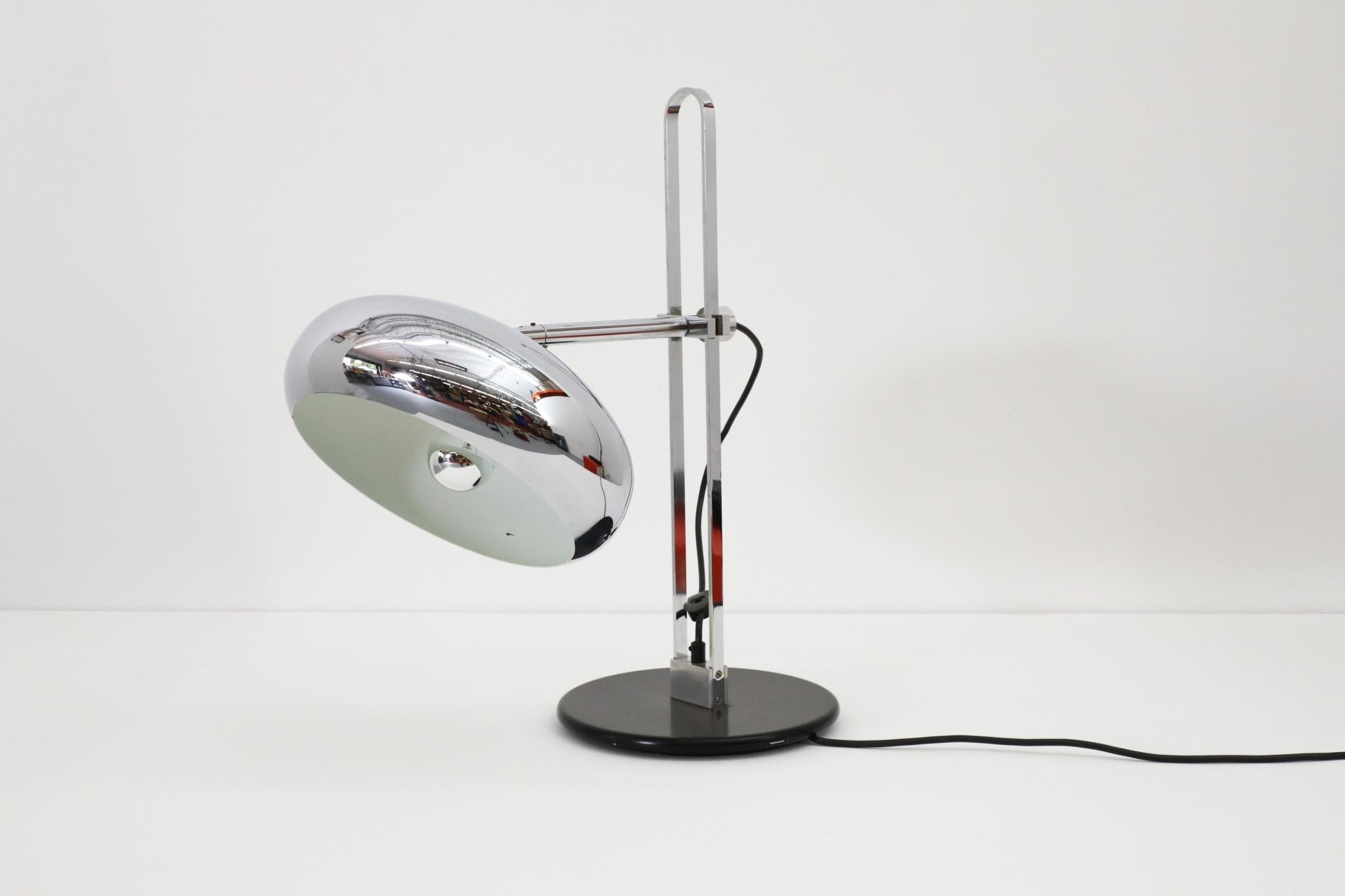Space Age Chrome Reggiani Style Table Lamp with Domed Shade by Van Doorn Verlichting For Sale