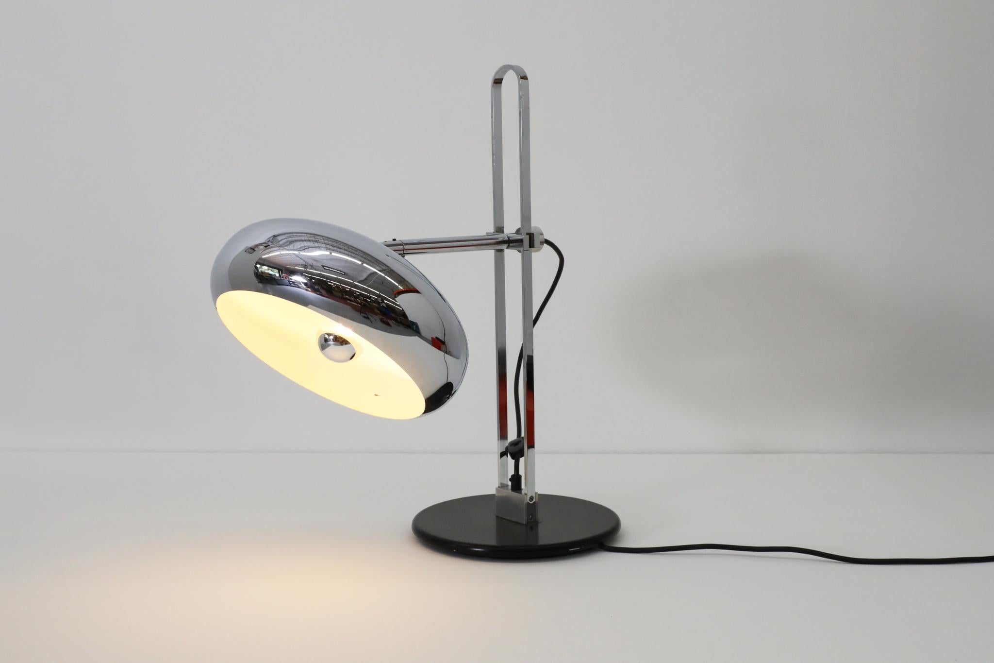 Dutch Chrome Reggiani Style Table Lamp with Domed Shade by Van Doorn Verlichting For Sale