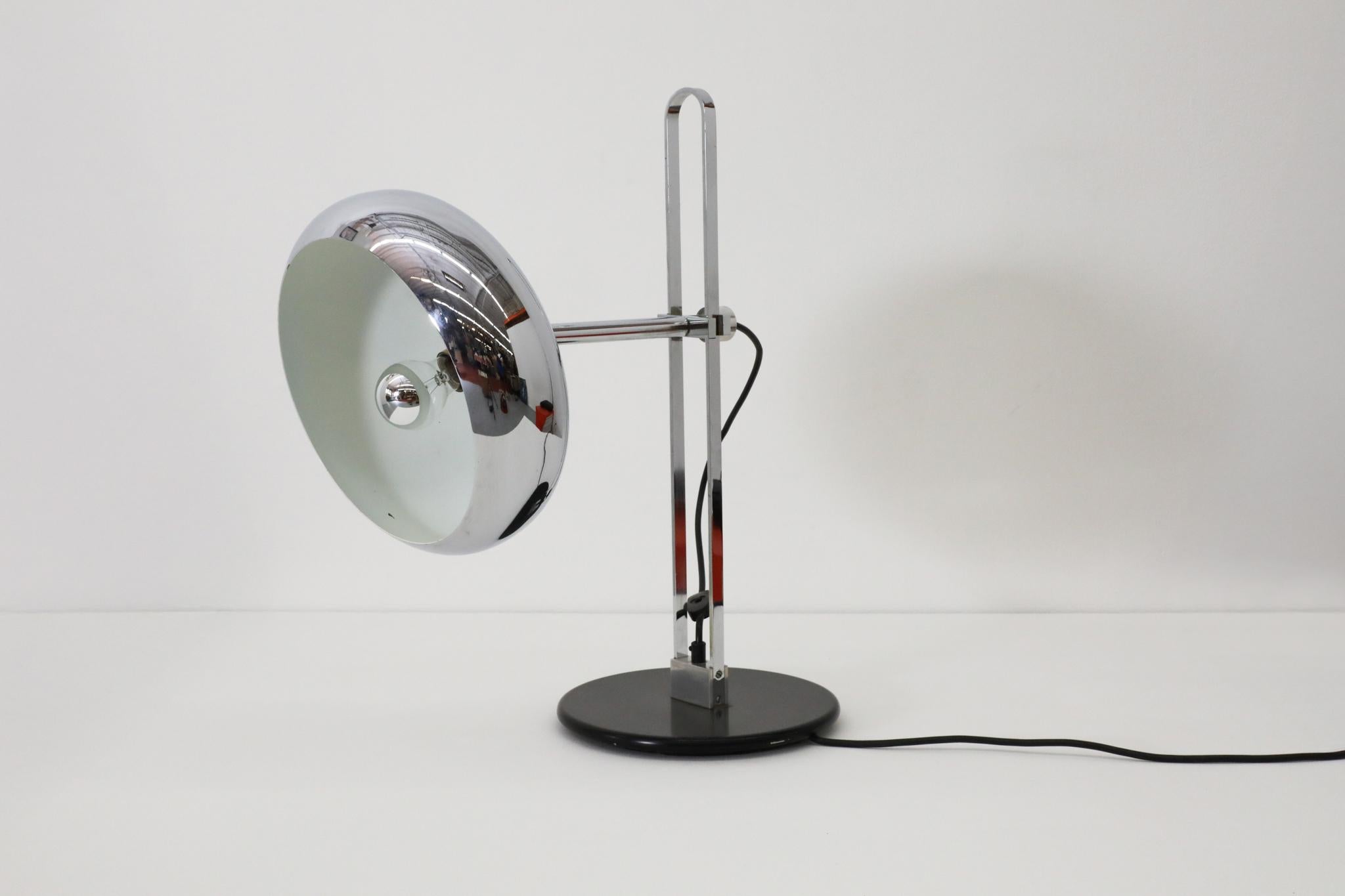 Enameled Chrome Reggiani Style Table Lamp with Domed Shade by Van Doorn Verlichting For Sale