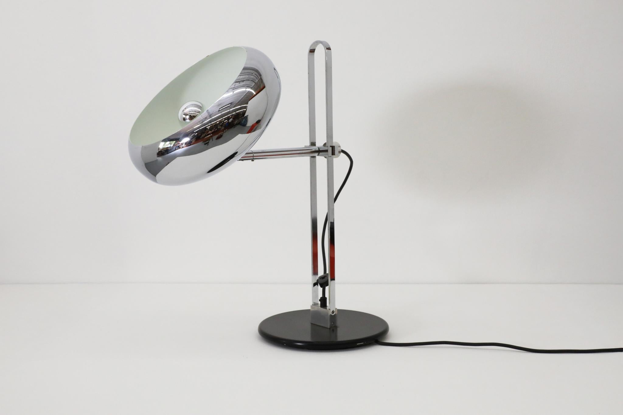 Chrome Reggiani Style Table Lamp with Domed Shade by Van Doorn Verlichting In Good Condition For Sale In Los Angeles, CA