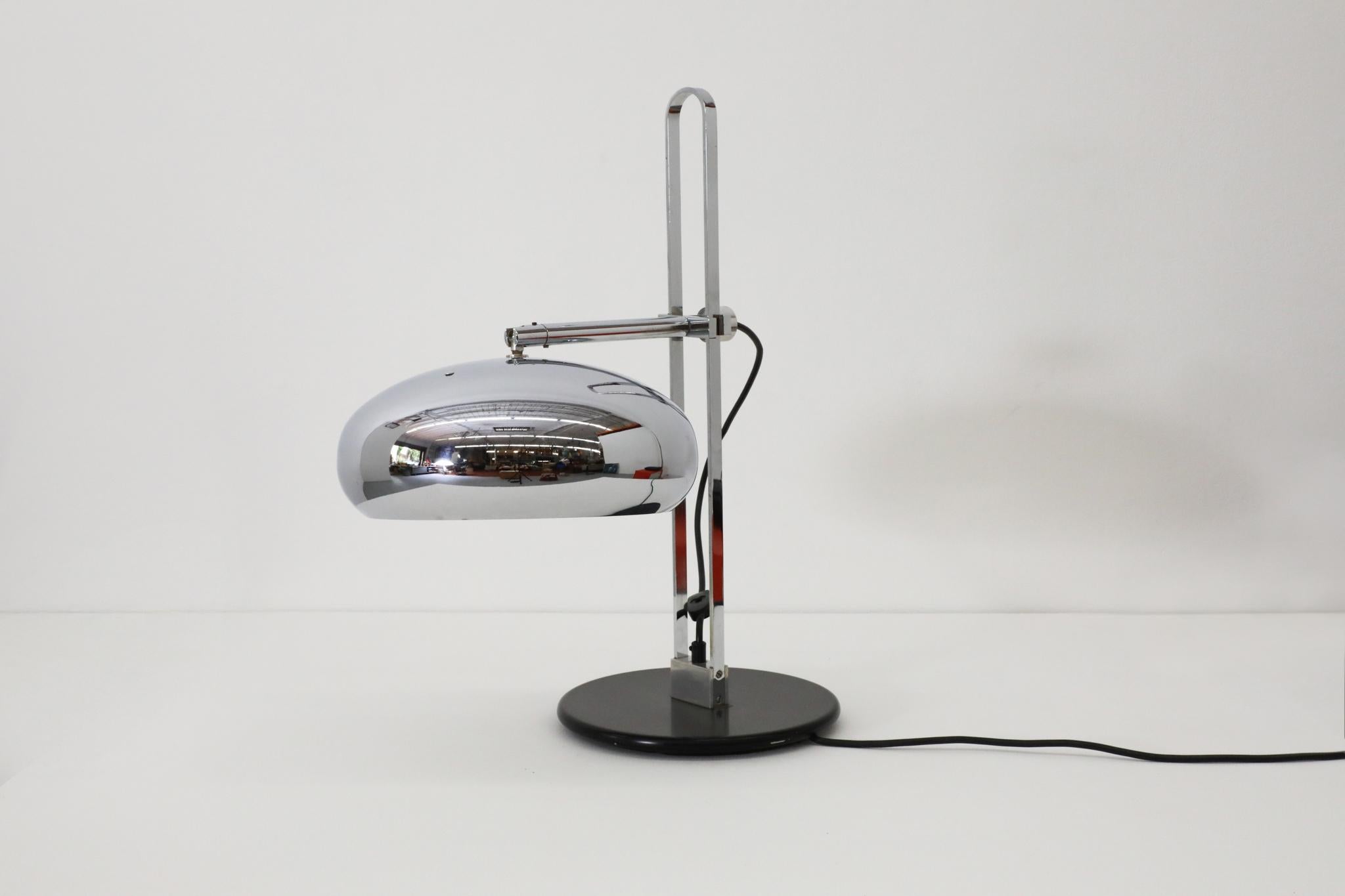 Metal Chrome Reggiani Style Table Lamp with Domed Shade by Van Doorn Verlichting For Sale