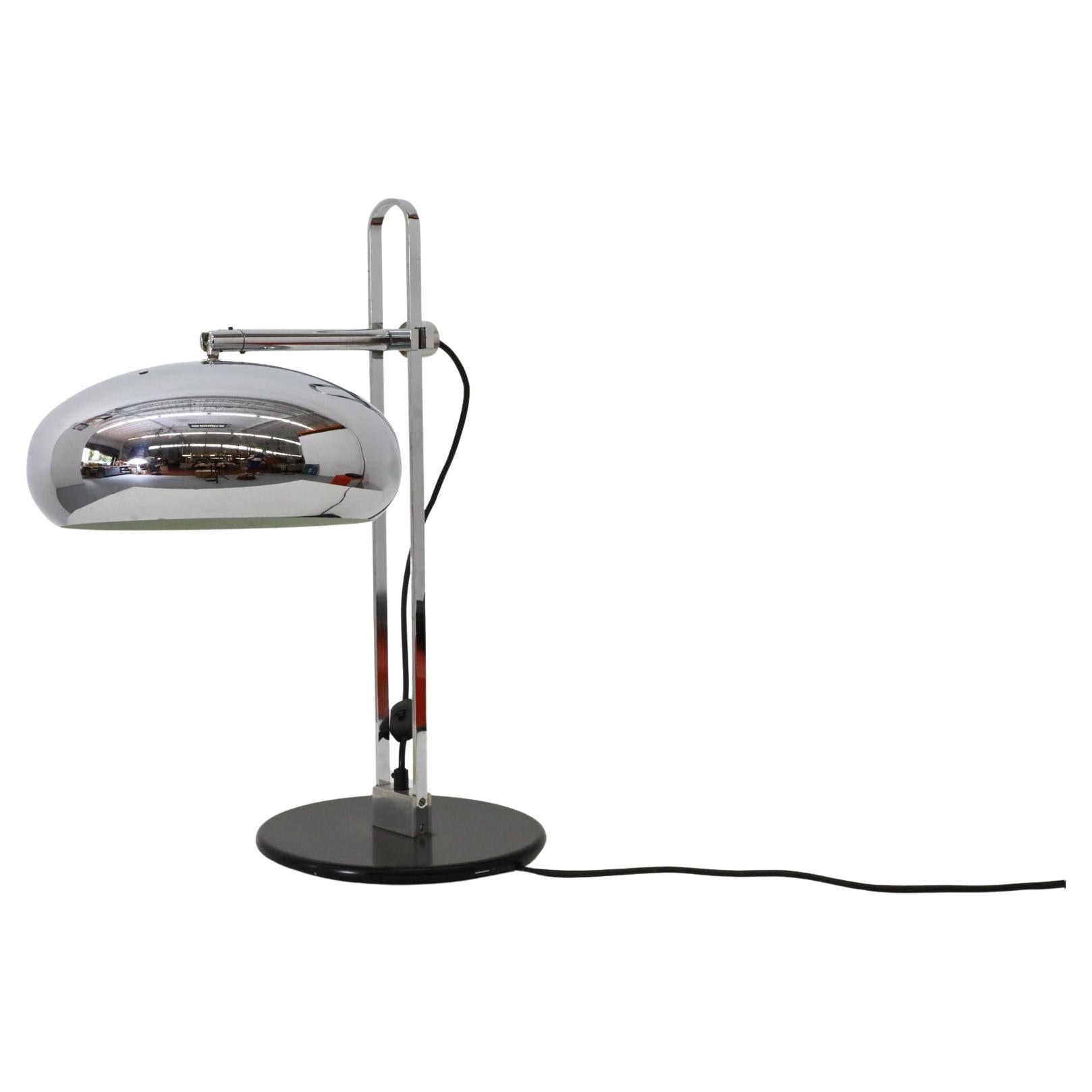 Chrome Reggiani Style Table Lamp with Domed Shade by Van Doorn Verlichting For Sale