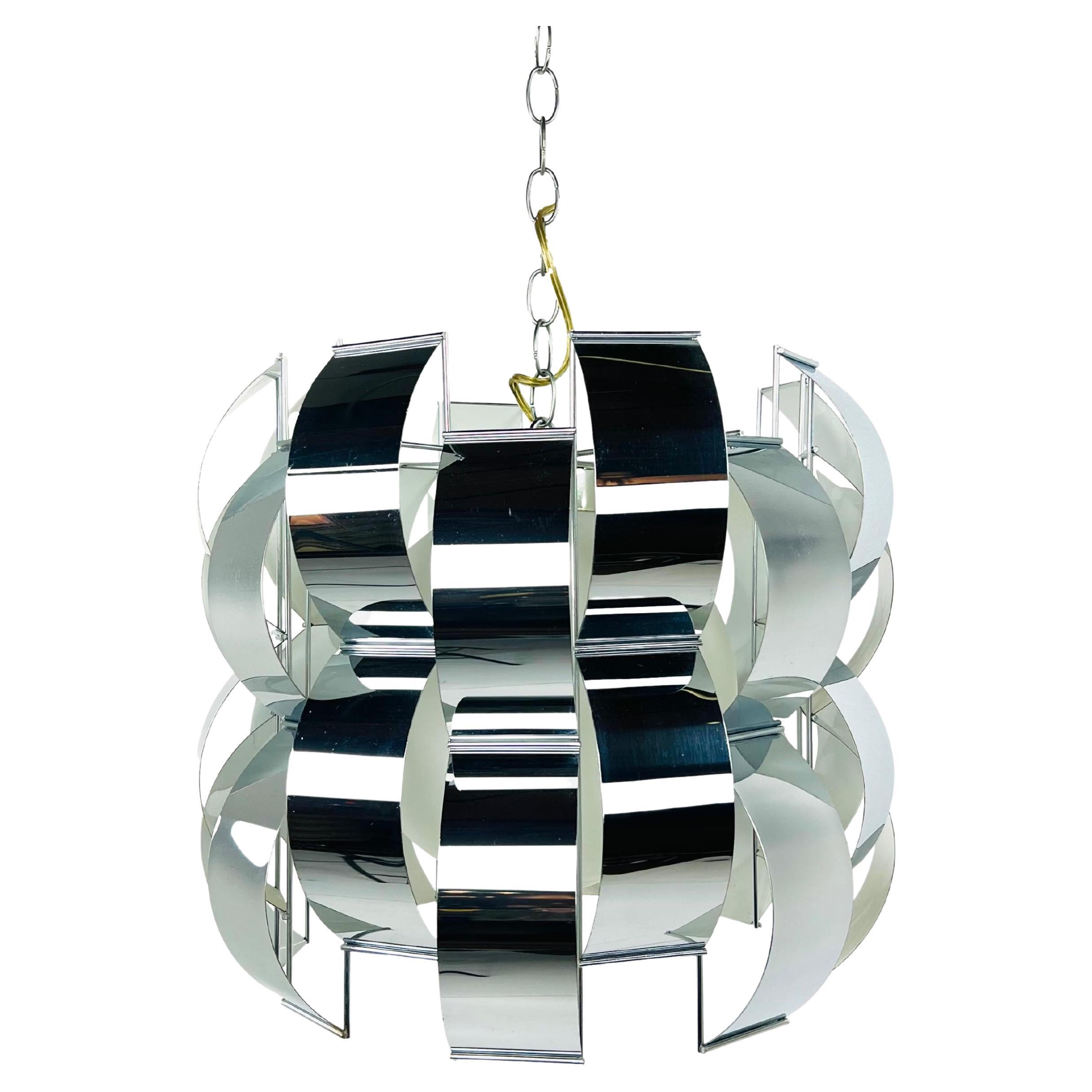 Chrome Ribbon Chandelier by Lightolier For Sale