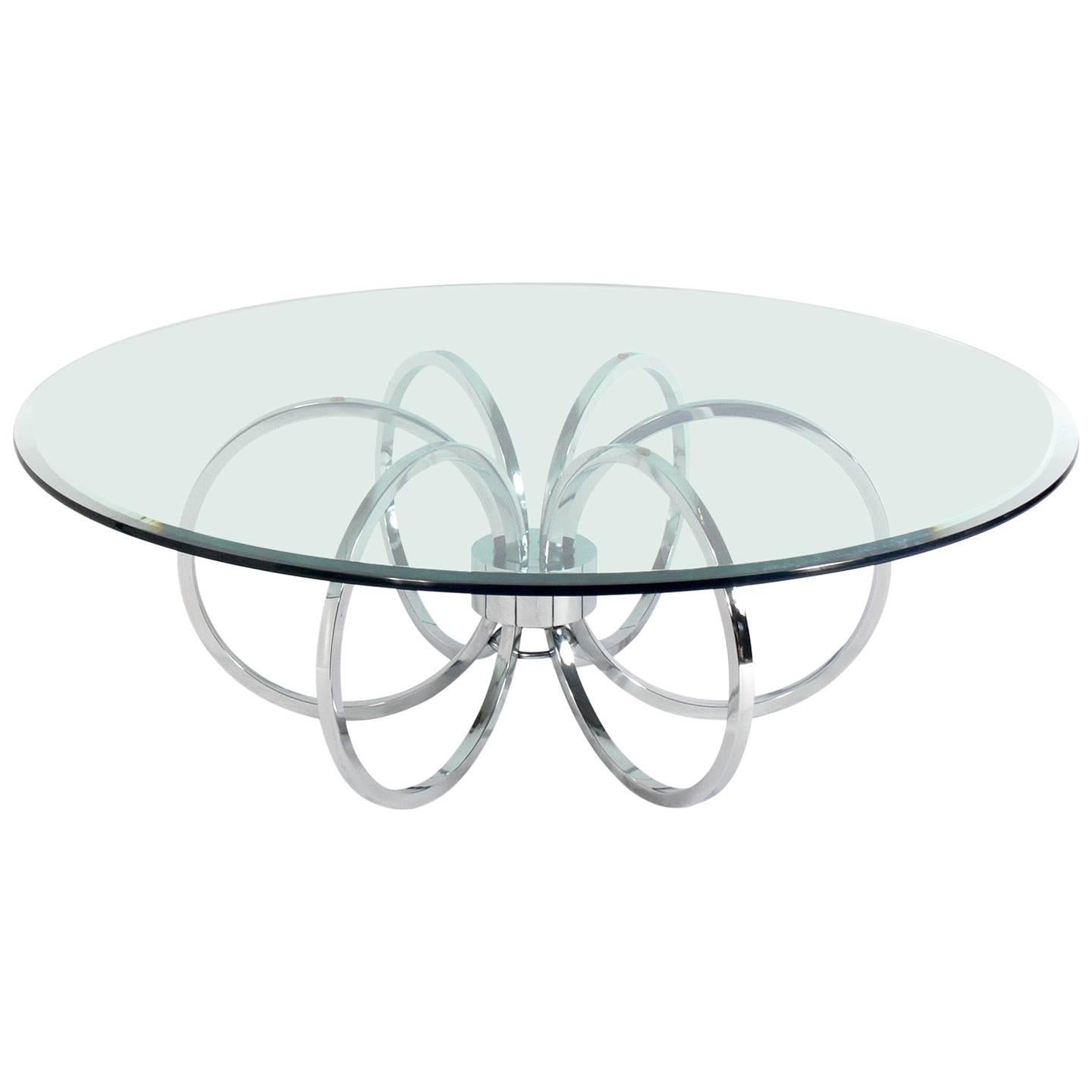 Mesa de centro con aro cromado