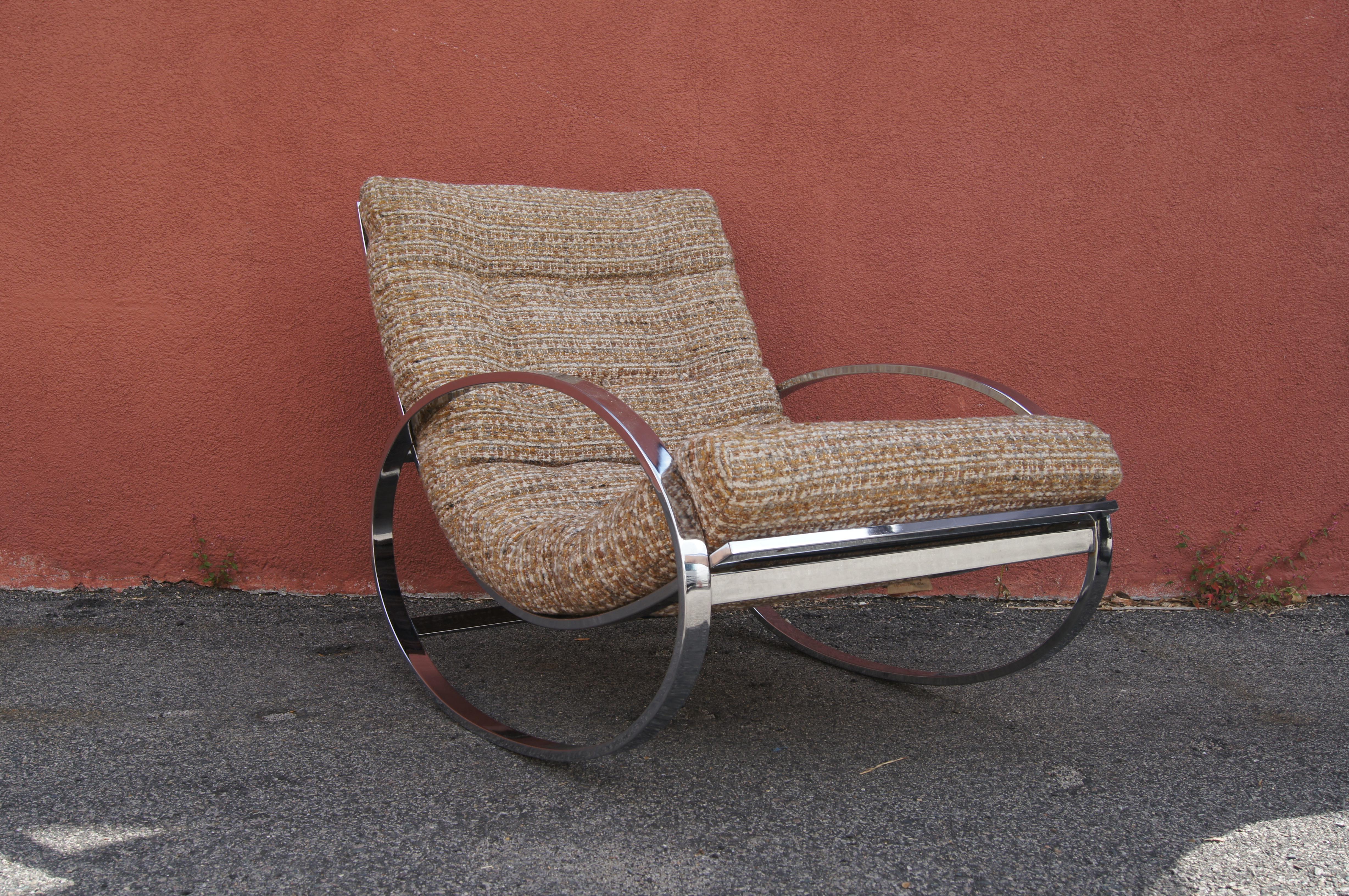 Modern Chrome Rocking Chair by Selig For Sale