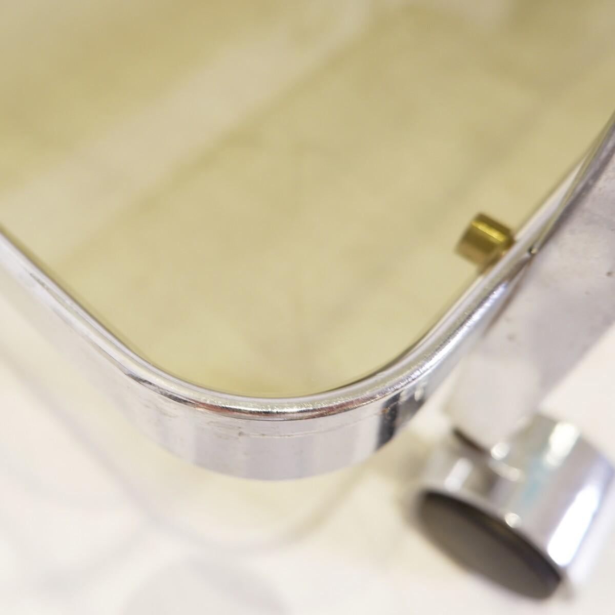 20th Century Chrome rolling trolley with smoked glass tops, 70s, with bottle holder For Sale