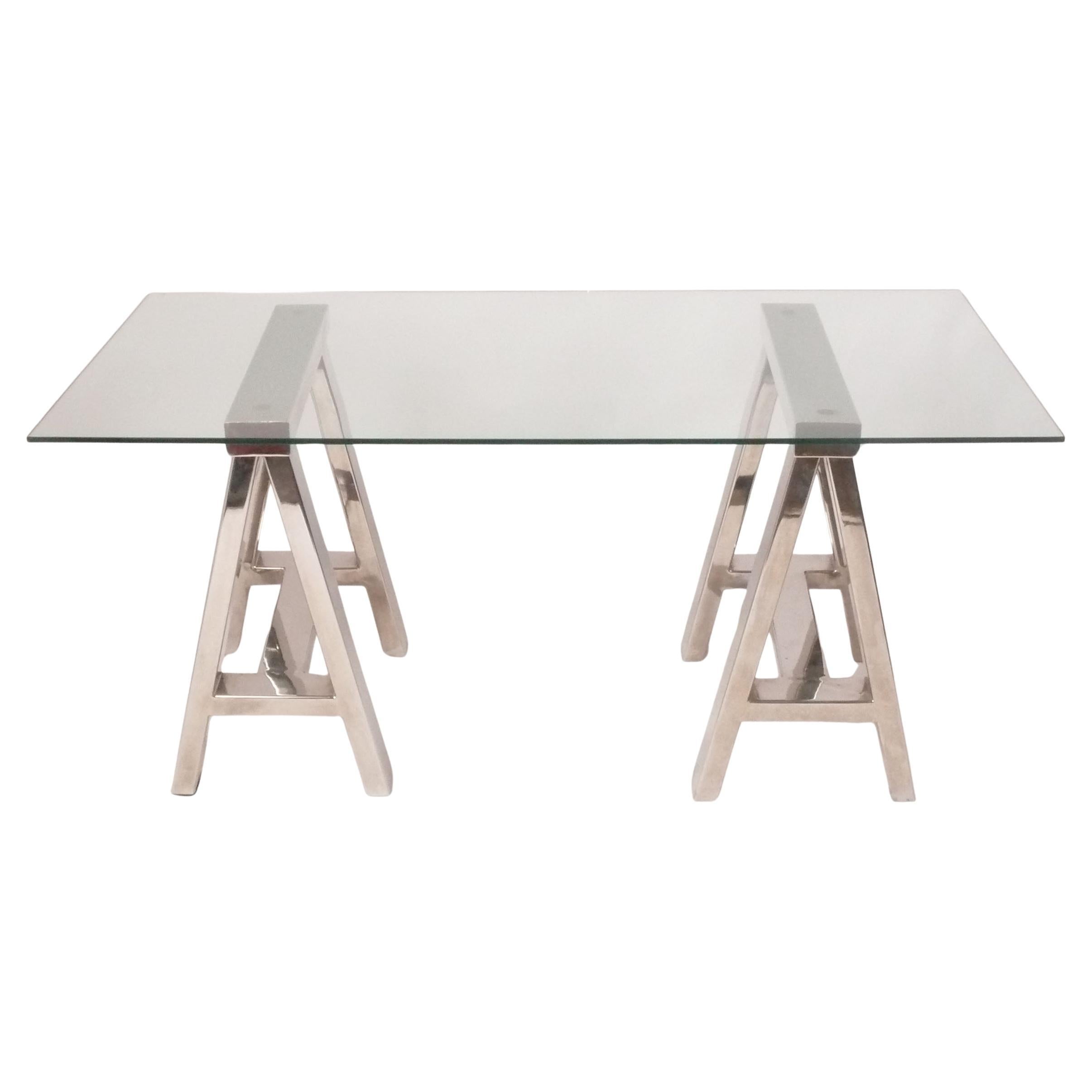Chrome Sawhorse Table Bases for Desk Console Table Dining Table or Bar Bases