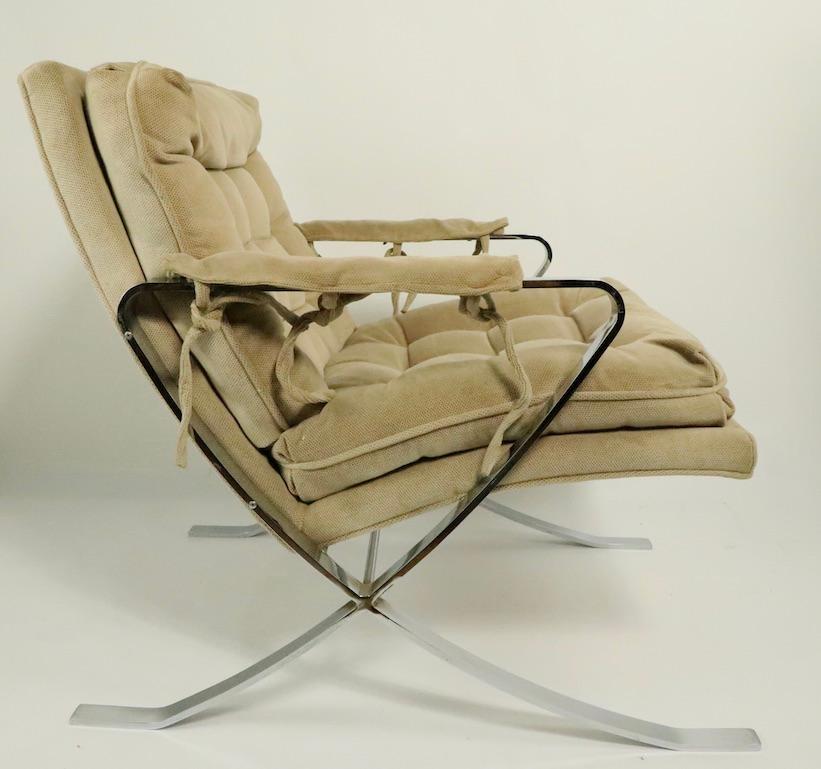 American Chrome Scissor Base Lounge Chair