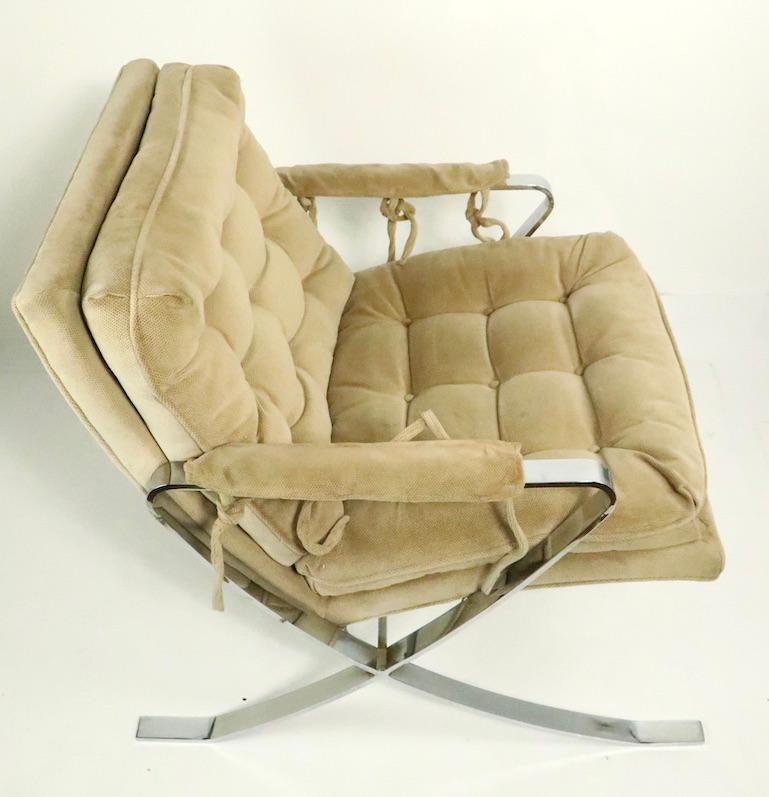 20th Century Chrome Scissor Base Lounge Chair