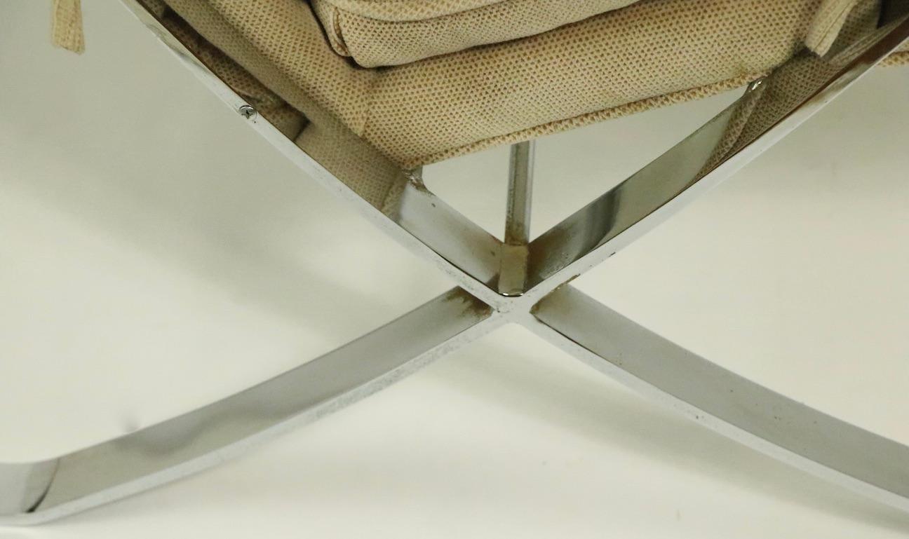 Upholstery Chrome Scissor Base Lounge Chair