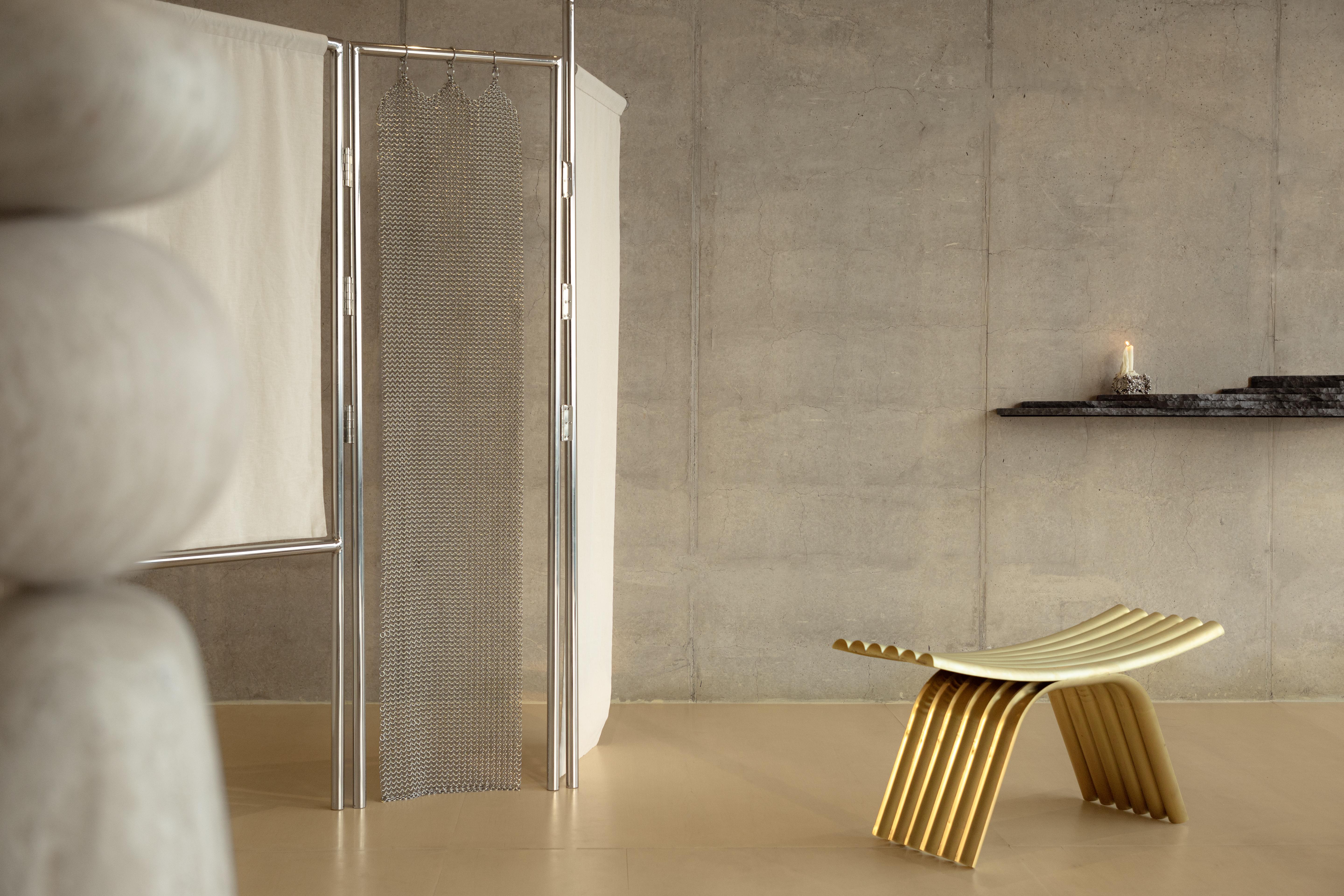 Fait main Chrome Sculptural Candle Holder en vente