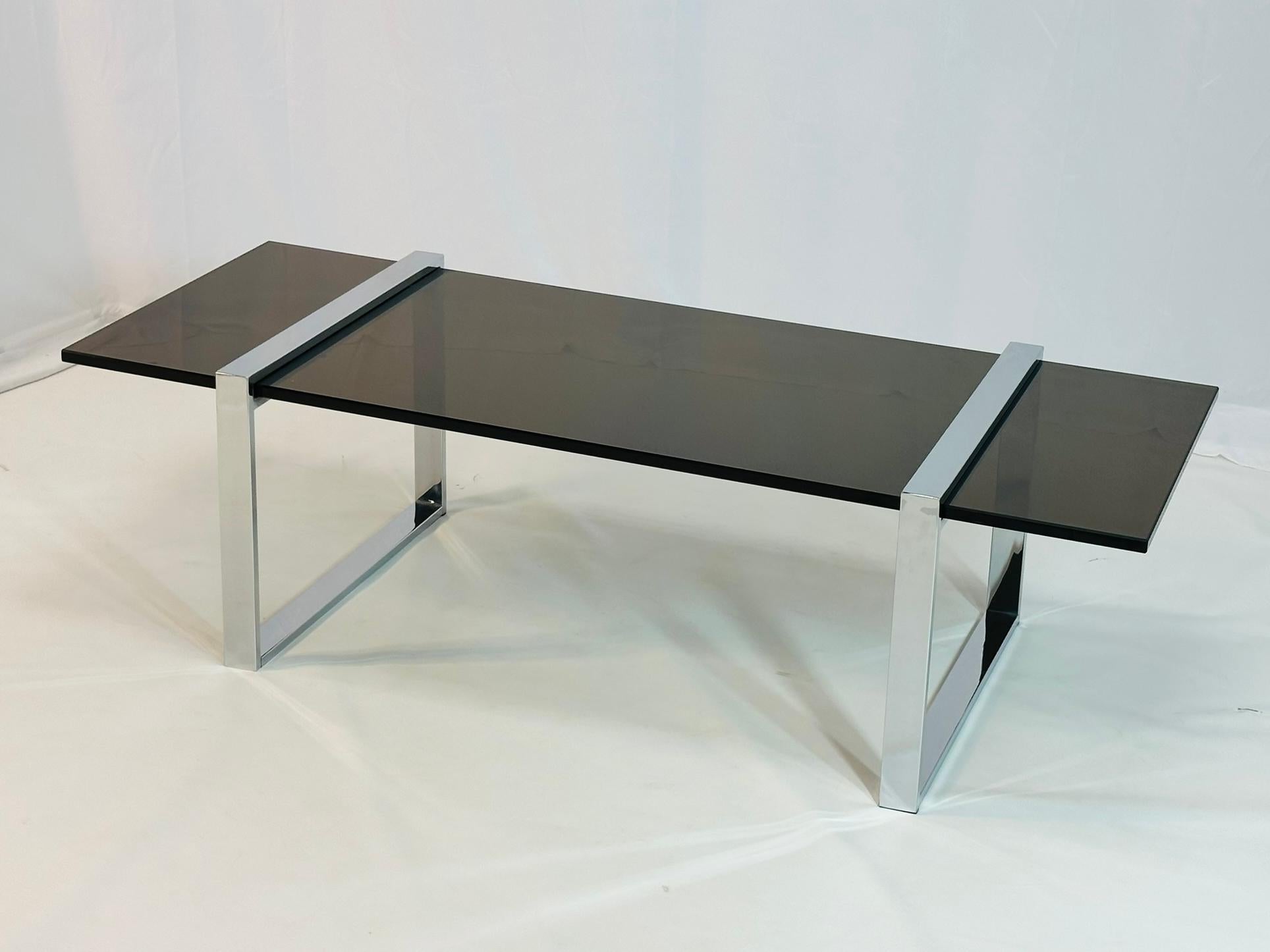 Mid-Century Modern Chrome & Smoked Glass 