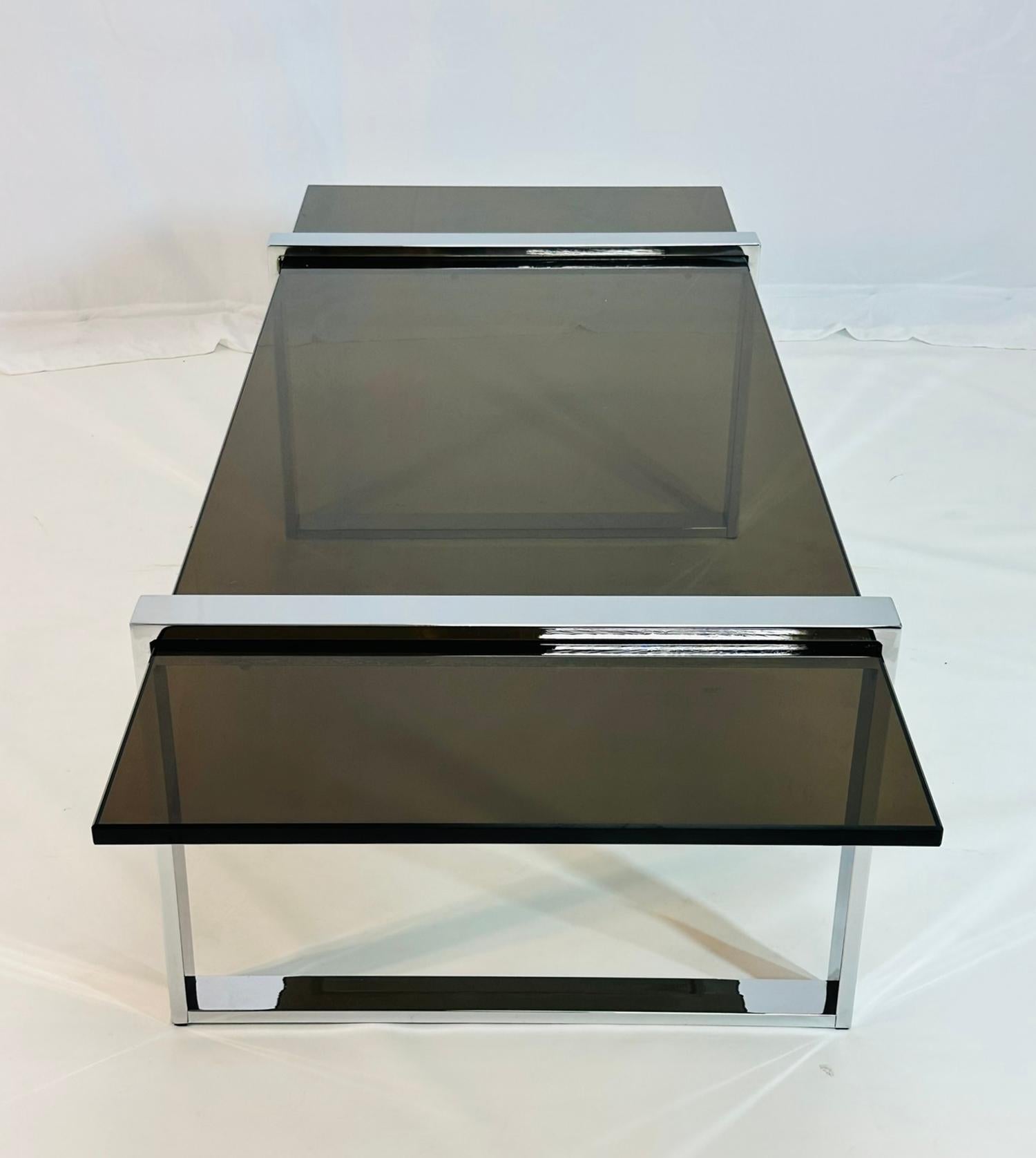 Late 20th Century Chrome & Smoked Glass 