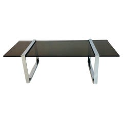 Chrome & Smoked Glass "Box" Coffee Table by Charles Hollis Jones