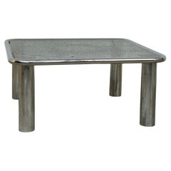 Chrome Smoked Glass Coffee Table Sesann Model by Frattini for Cassina 70s