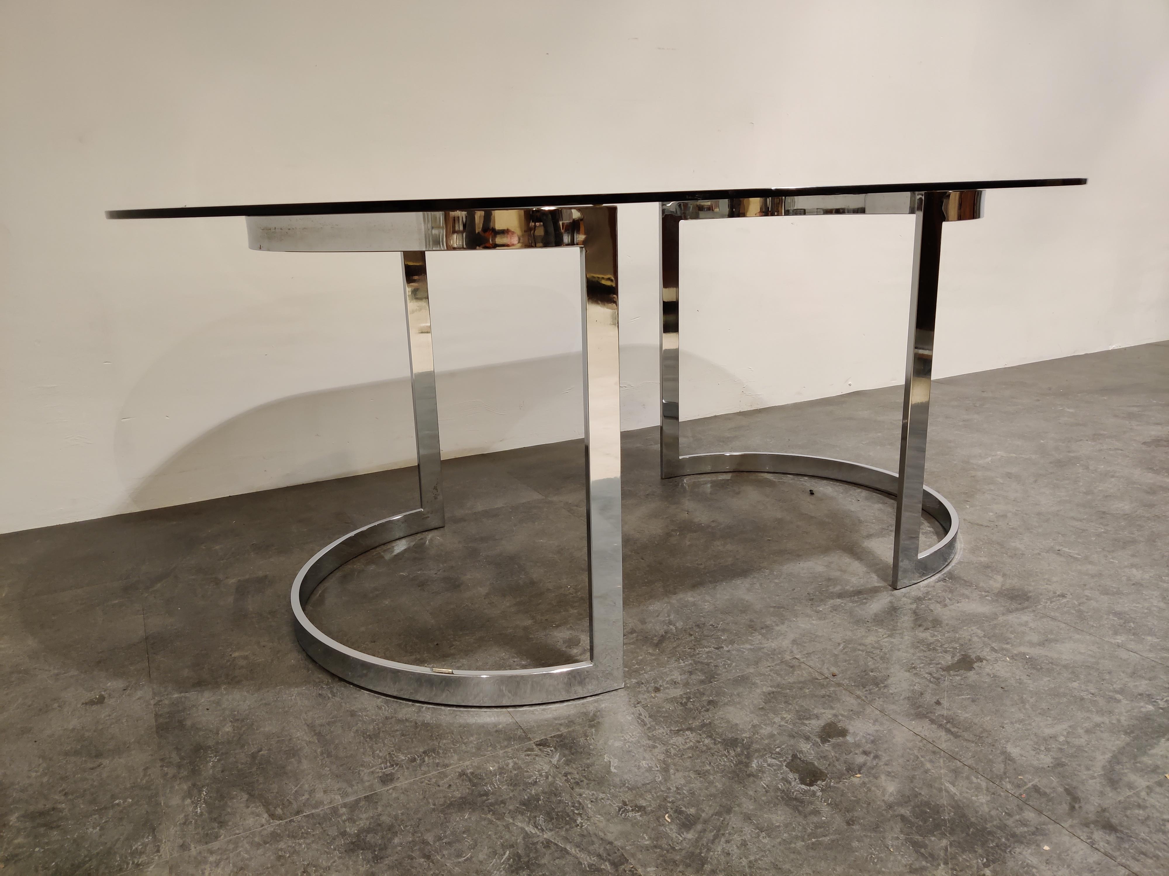 Late 20th Century Chrome & Smoked Glass Dining Table by Milo Baughman, 1970s