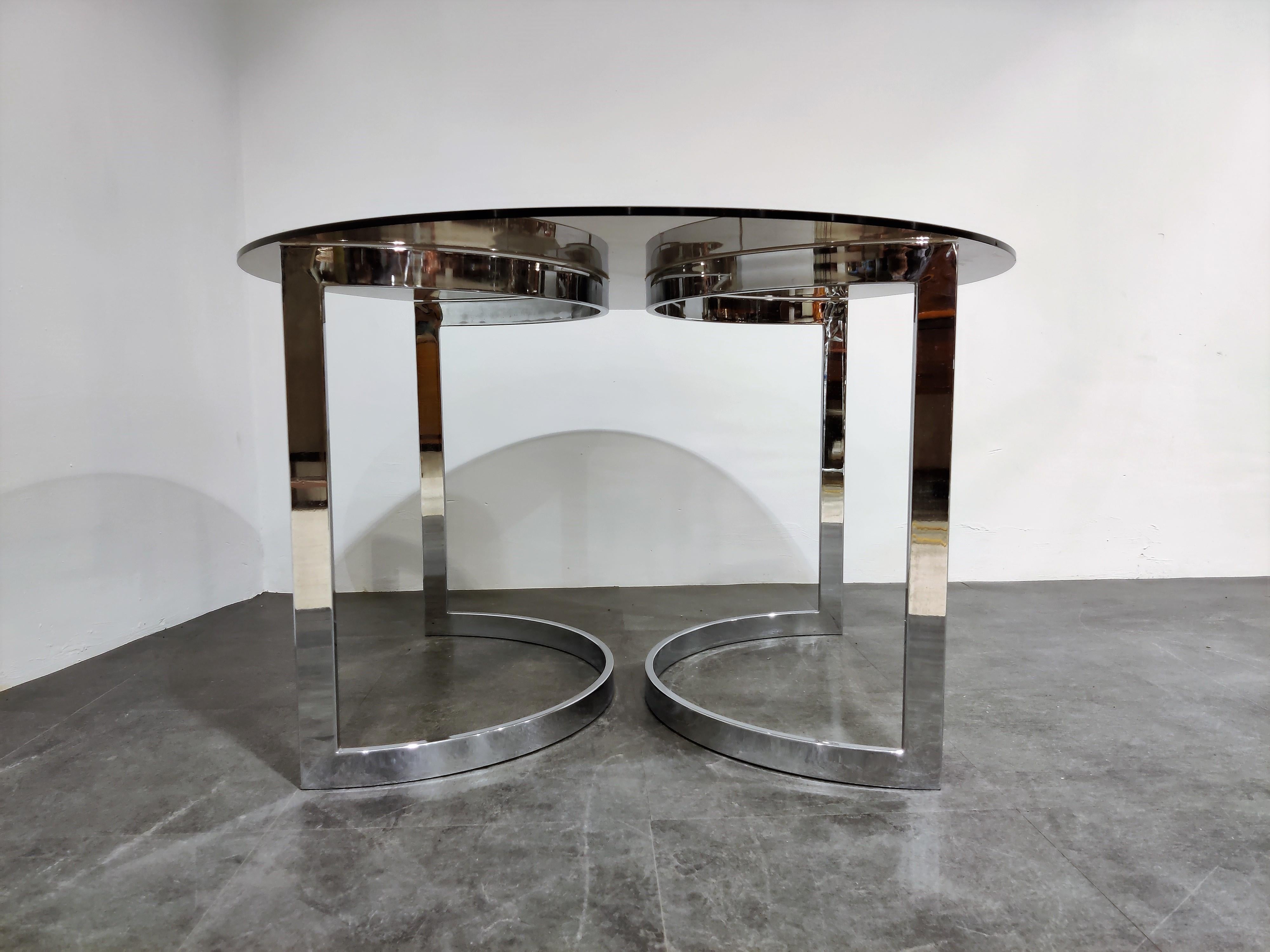 Chrome and Smoked Glass Dining Table by Milo Baughman, 1970s 2