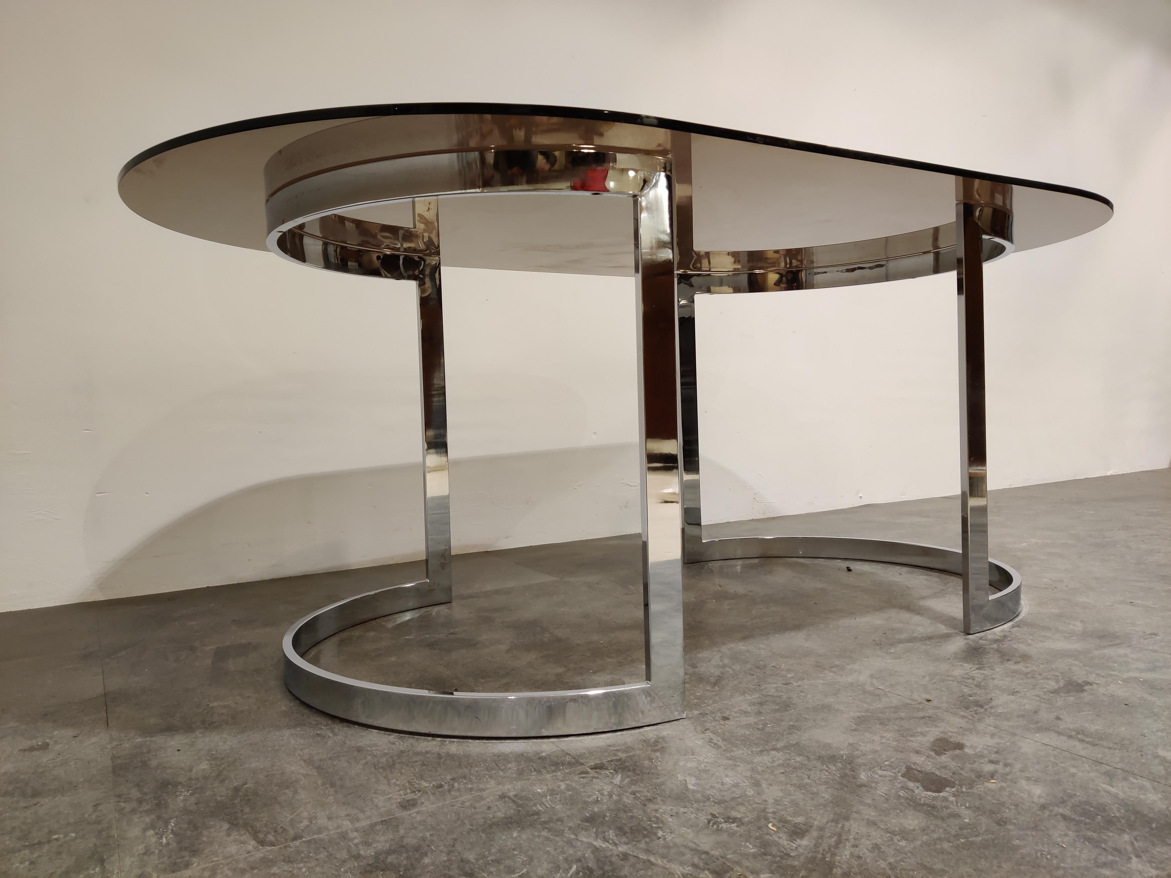 Chrome & Smoked Glass Dining Table by Milo Baughman, 1970s 1