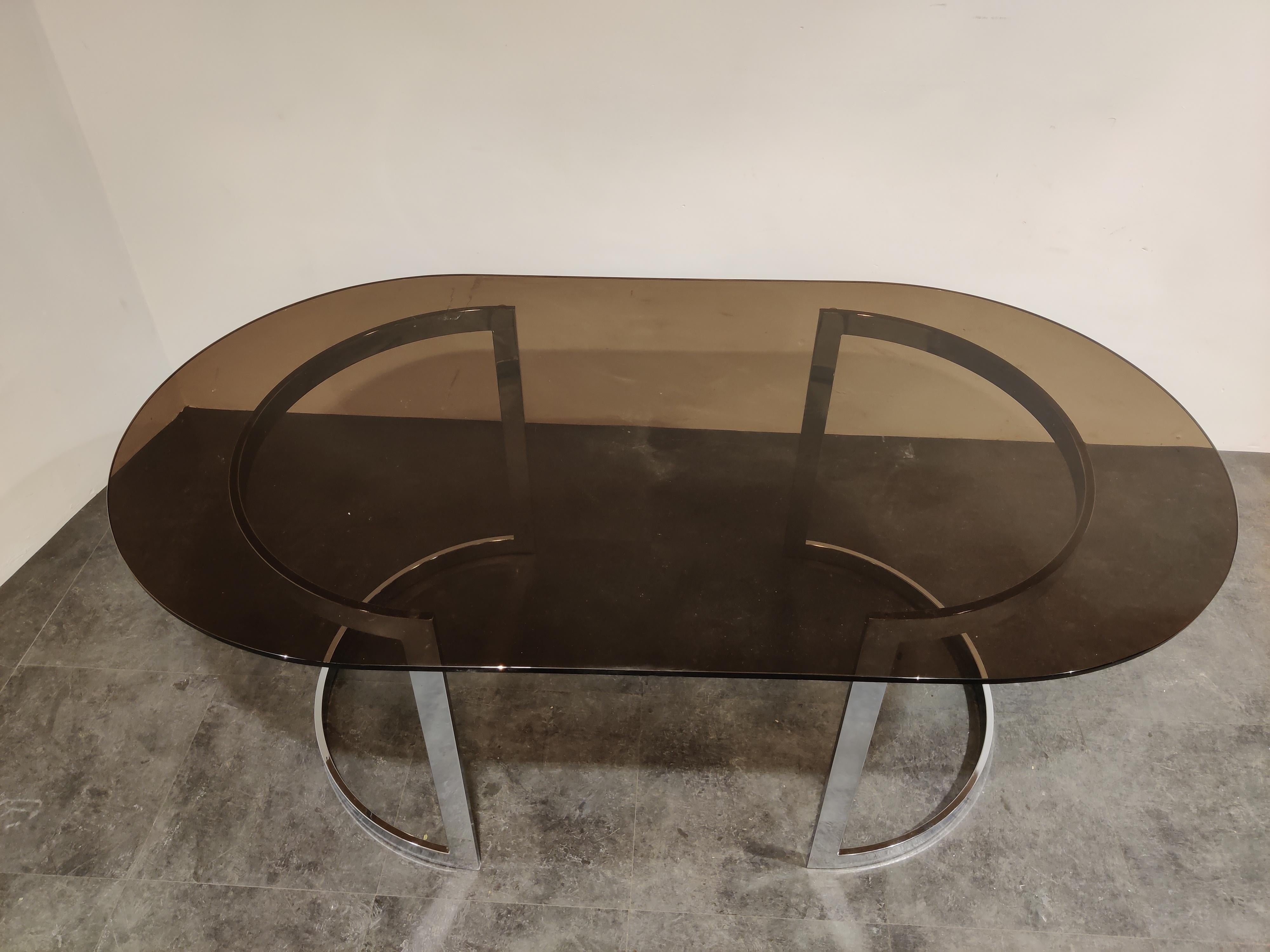 Chrome & Smoked Glass Dining Table by Milo Baughman, 1970s 2