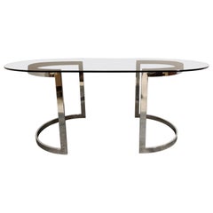 Chrome & Smoked Glass Dining Table by Milo Baughman, 1970s