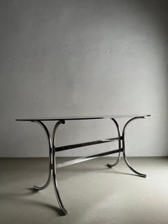 Chrome Smoked Glass Dining Table, Italy 1970s