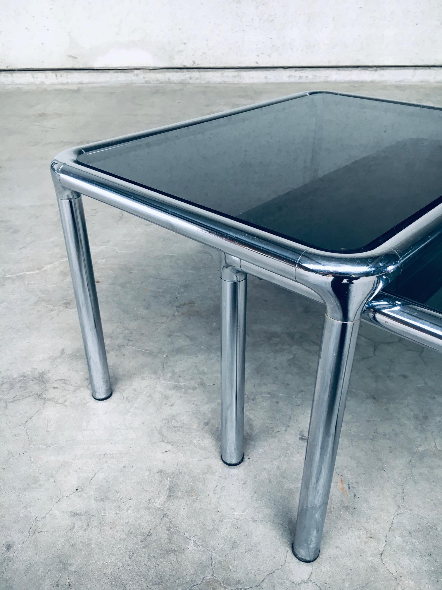 Chrome & Smoked Glass Nesting Tables by Etienne Fermigier, France 1970's For Sale 5