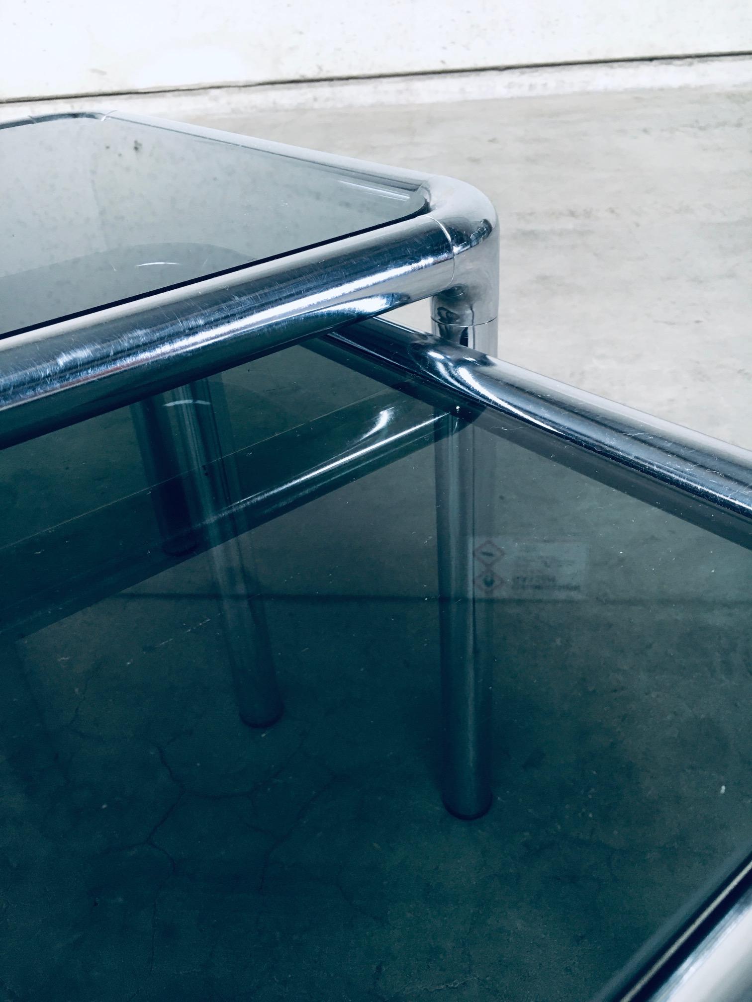 Chrome & Smoked Glass Nesting Tables by Etienne Fermigier, France 1970's For Sale 9