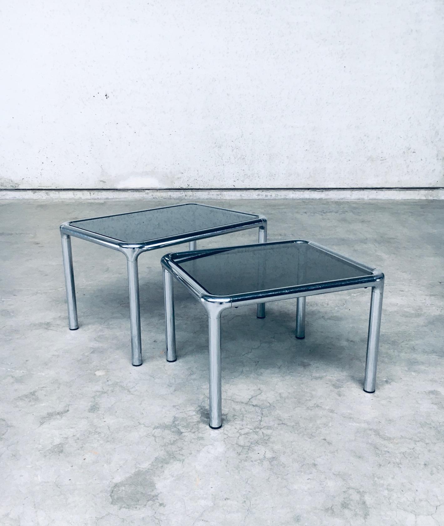 Late 20th Century Chrome & Smoked Glass Nesting Tables by Etienne Fermigier, France 1970's For Sale