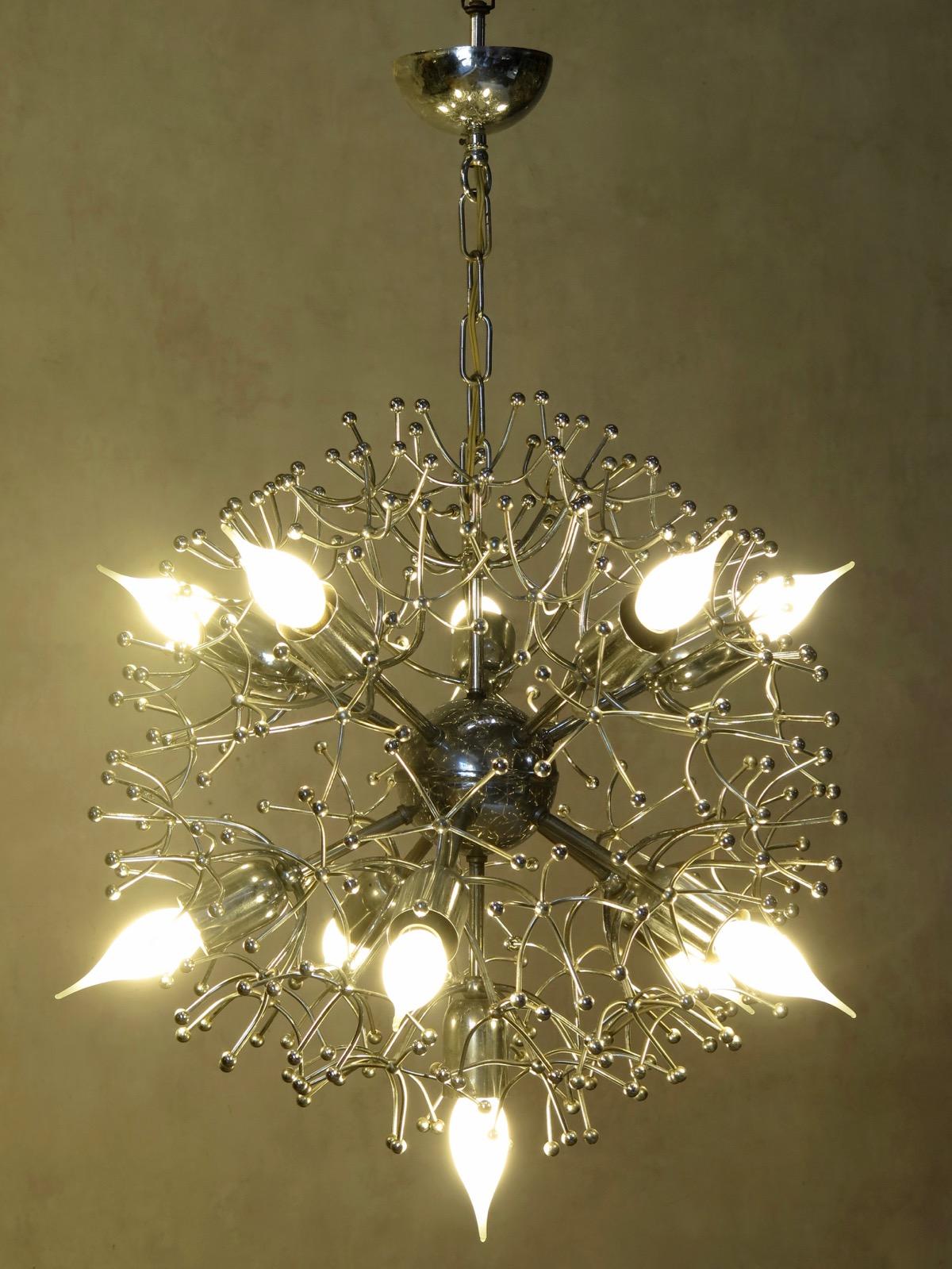 Lustre en chrome Snowflake, France, vers les années 1960 en vente 1