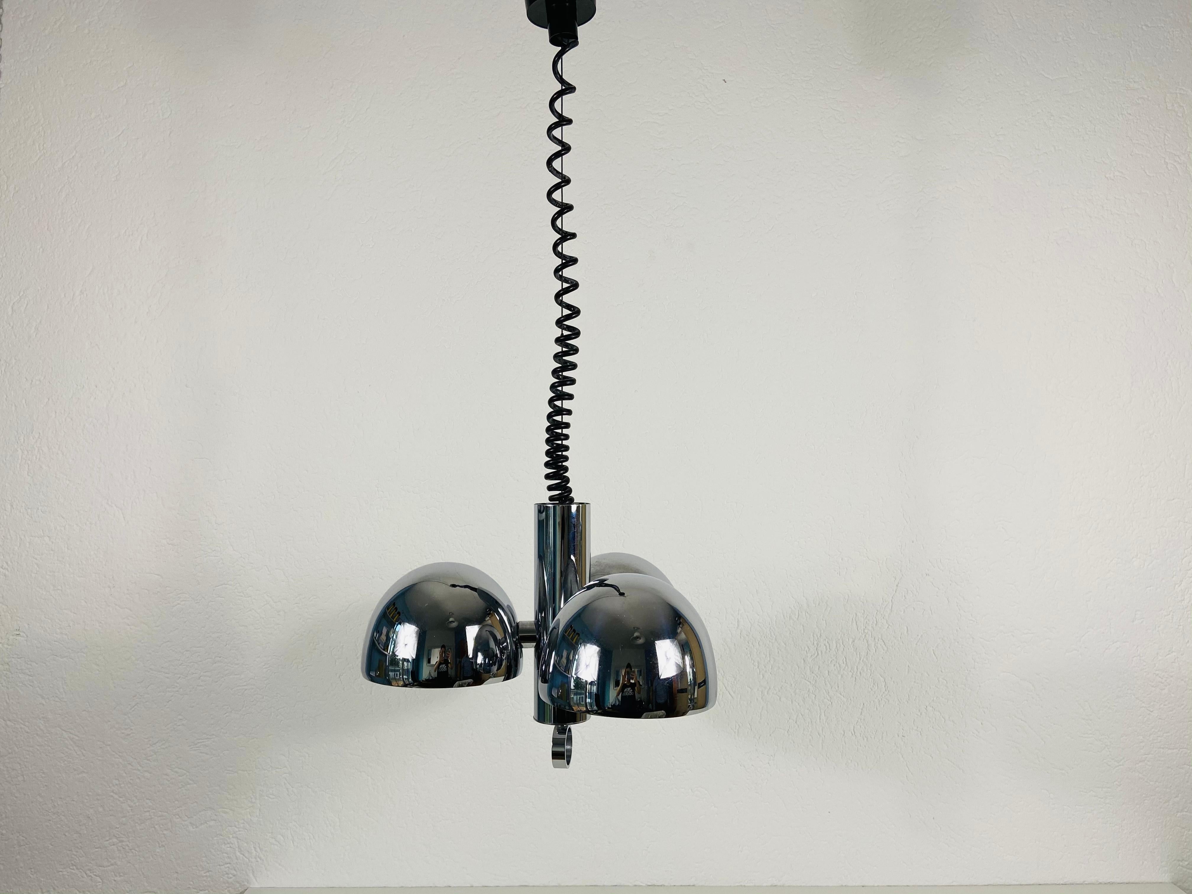 Mid-Century Modern Chrome Space Age Chandelier by Hillebrand, 1960s, Germany For Sale