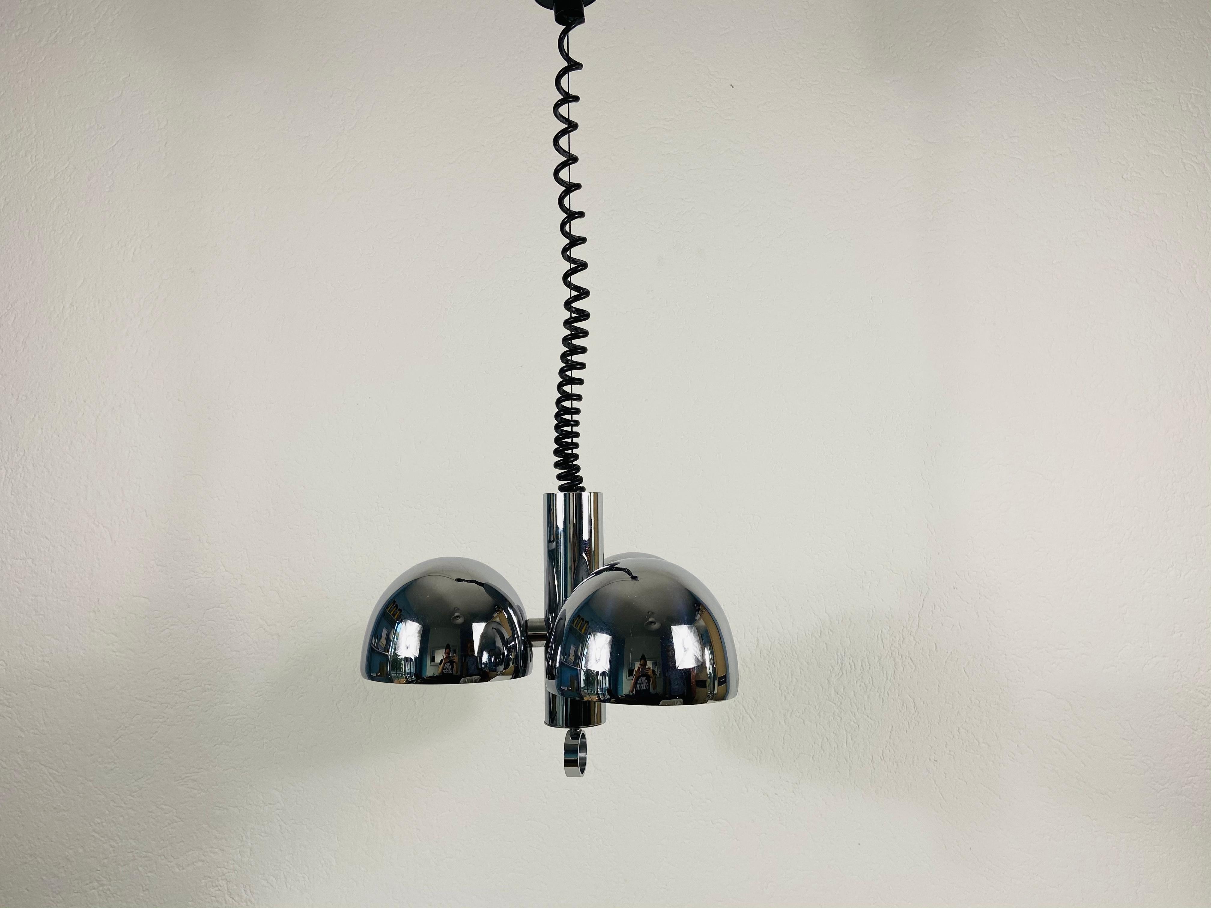 Mid-20th Century Chrome Space Age Chandelier by Hillebrand, 1960s, Germany For Sale